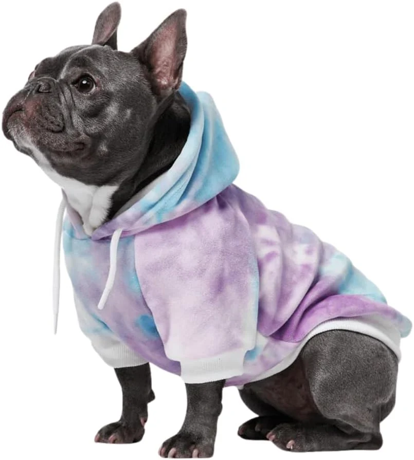 Organic Spark Paws Dog Hoodie – Premium Dog Sweater for Small Medium and Large Dogs Warm Outfits for French Bulldogs Pitbull Puppy Winter Jacket - 90s Retro Sky Dye - XL Powerful