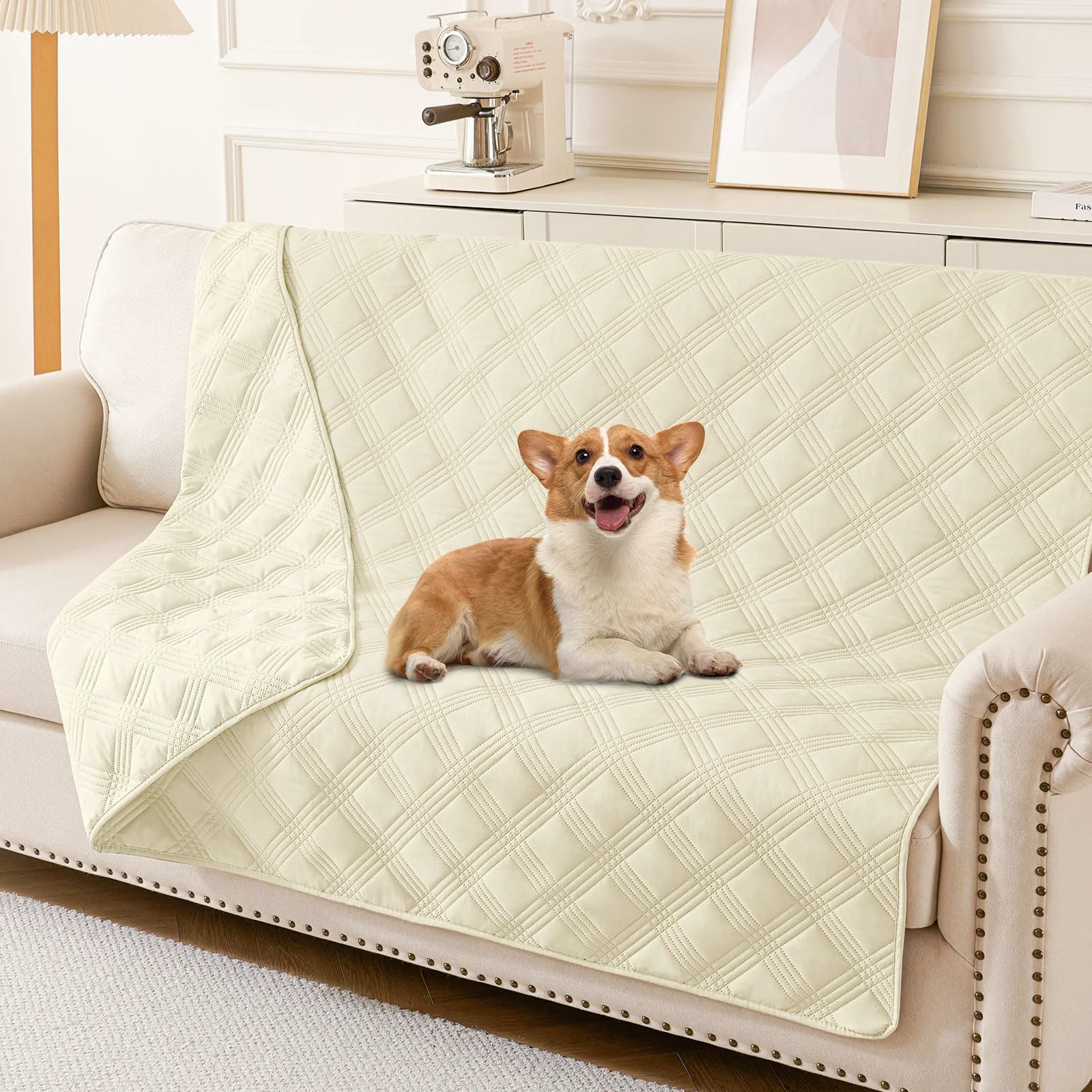 Secure hyha Waterproof Dog Blanket - Reversible Washable Sofa Cover 52x82 Beige Proven
