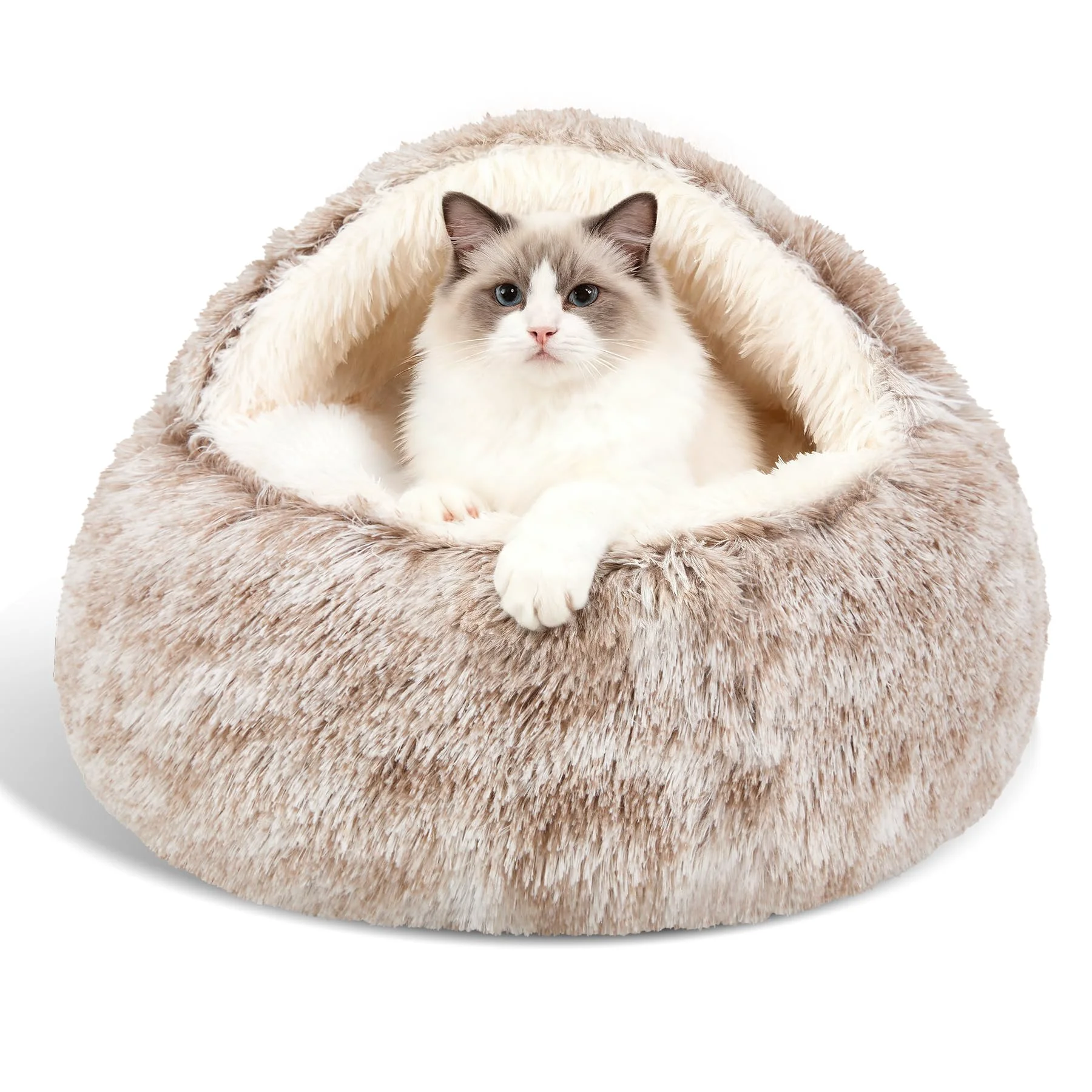 First-Class MADDEMCUTE Calming Dog Bed Cat Cave Bed – Hooded Washable Anti-Slip Small–Medium Efficient