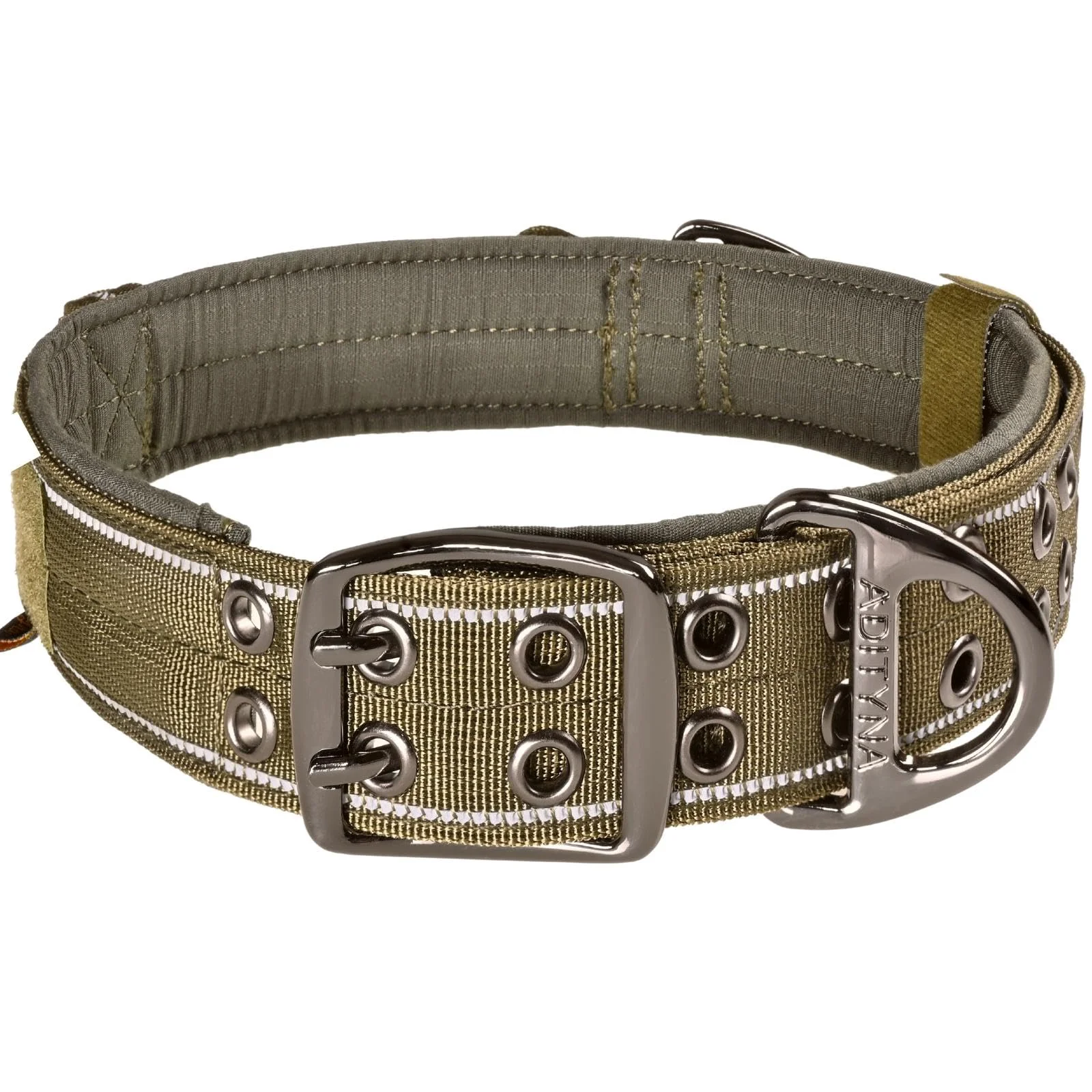 Traditional ADITYNA Heavy Duty Dog Collar for Extra-Large Dogs – Reflective Green with Handle Lightweight