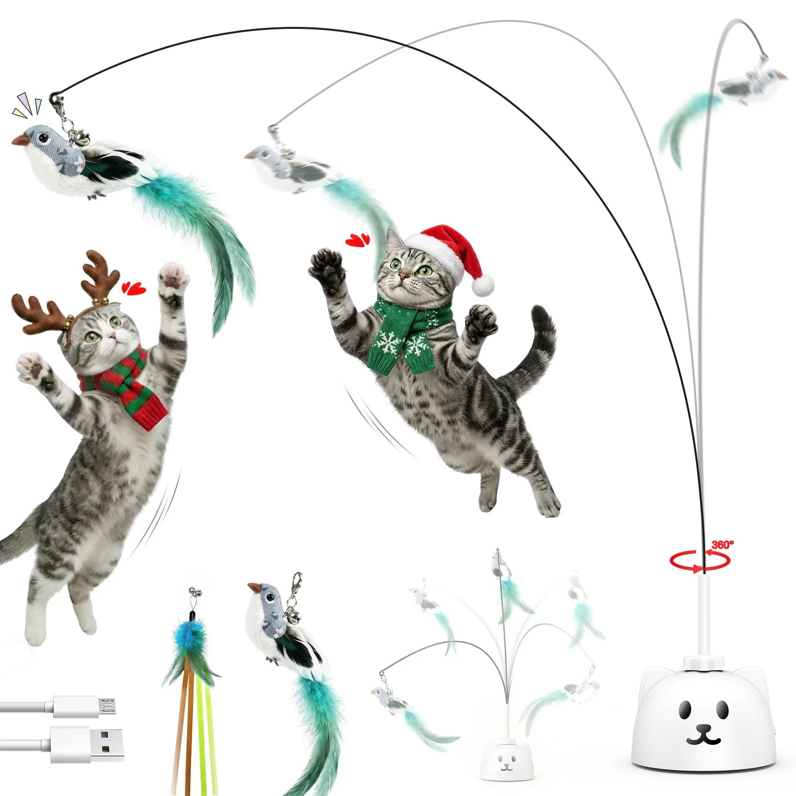 Modern Catpick Joy 360° Spin Cat Toy with Suction Base USB Rechargeable Recyclable