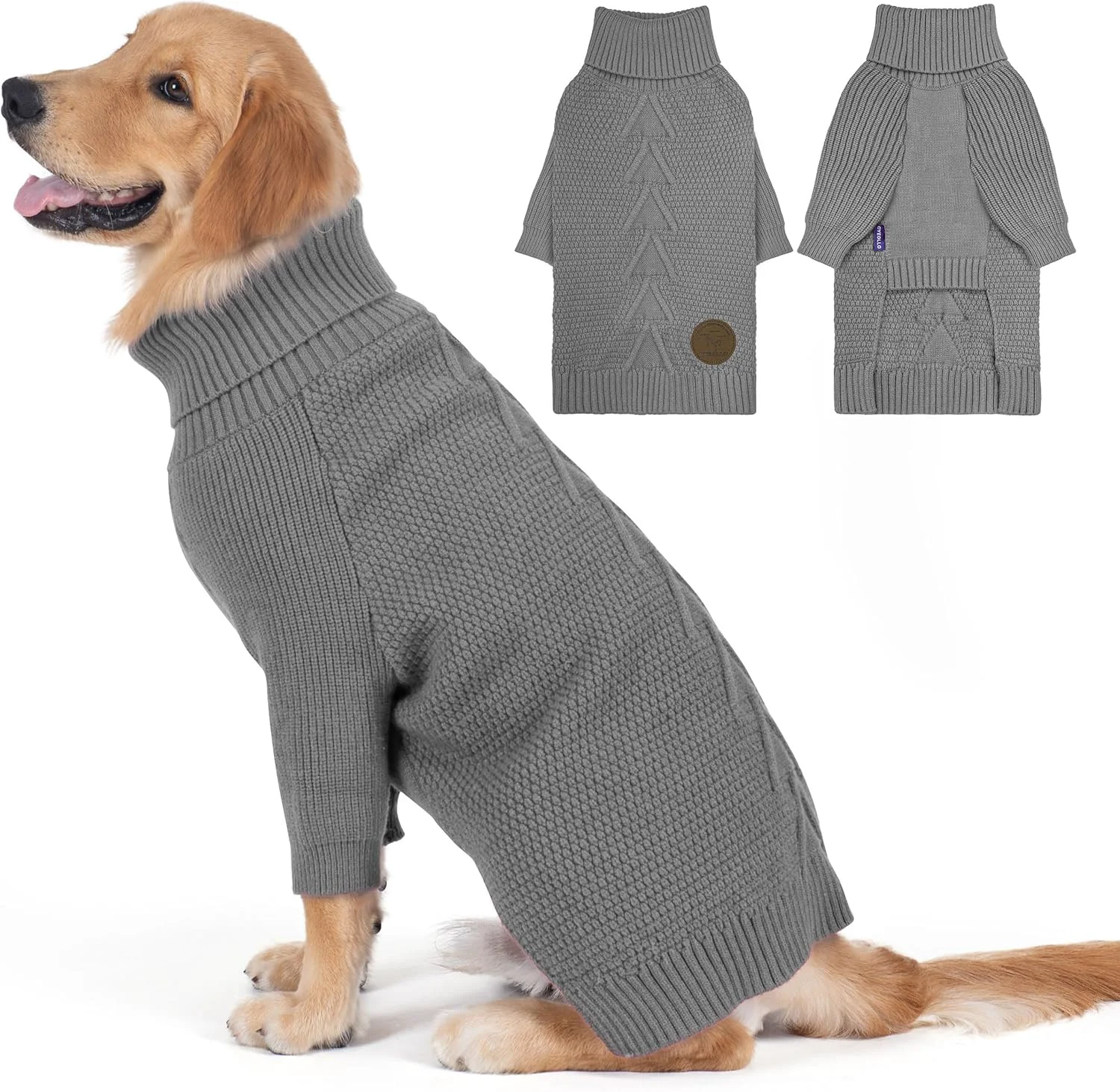 Relaxed cyeollo 4XL Dog Sweater Knitwear Pullover Sweaters Turtleneck Fall Winter Dog Clothes Sweaters for Large Dogs Male Grey XXXXL High-Performance