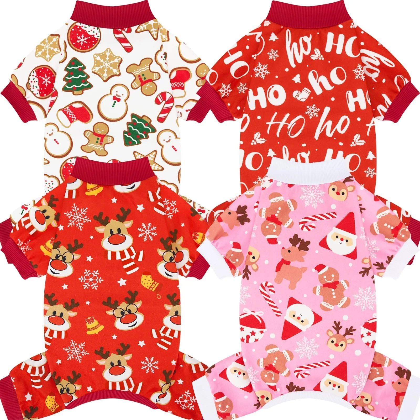 Organic XPUDAC 4 Pack Christmas Dog Pajamas – Soft Holiday Pet Onesies for Small Medium Dogs Cats Next-Generation