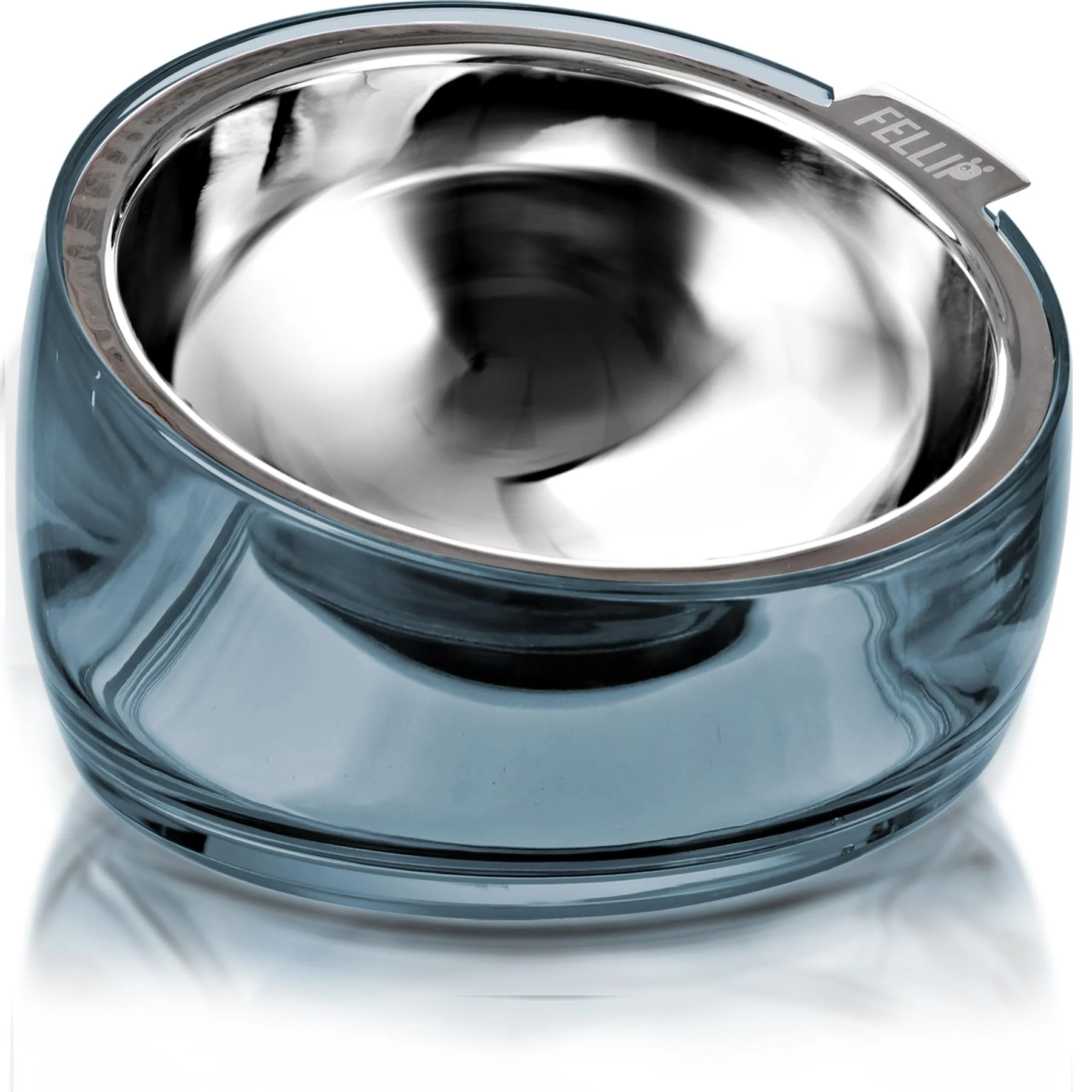 Refined Felli Oblik Raised Dog Bowl - Tilted Ergonomic Feeder 1.5 Cup Shadow Organic