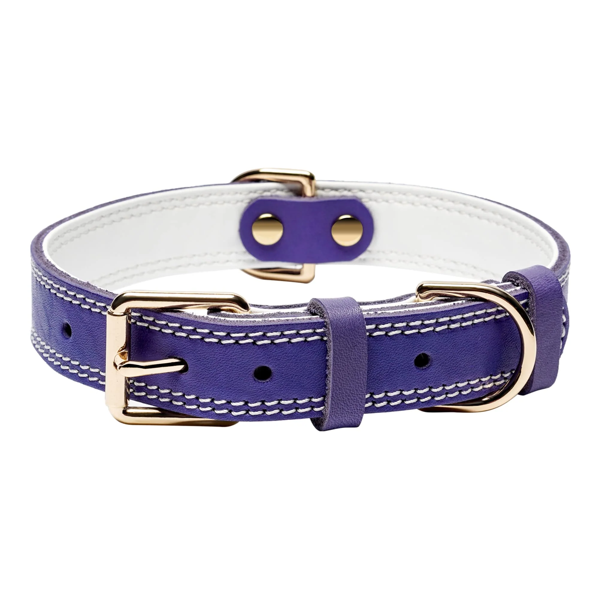 Innovative DAIHAQIKO Leather Dog Collar — Heavy-Duty Wide All Sizes Purple Minimalist