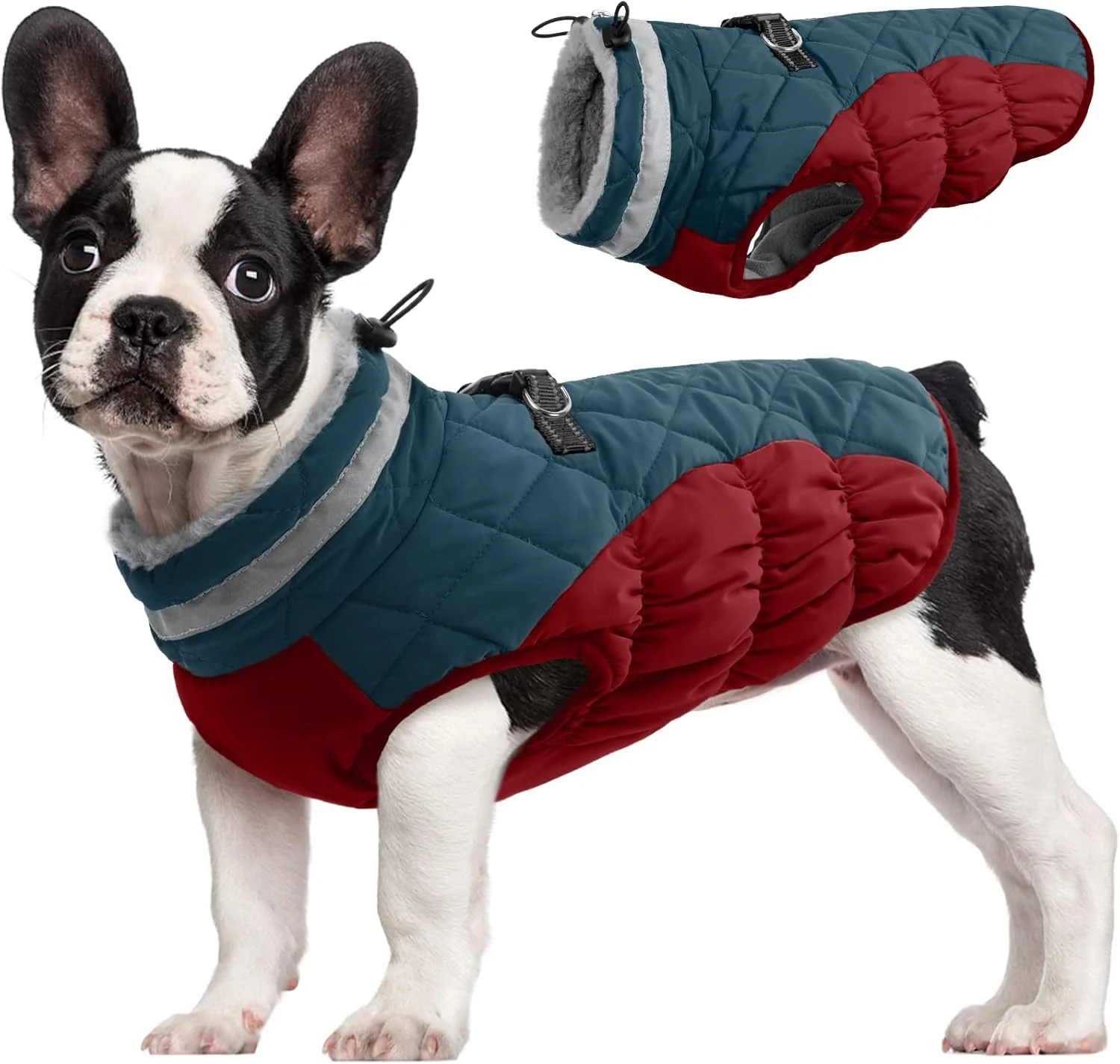 Efficient FUAMEY Dog Coat for Medium Dogs Waterproof Dog Winter Jacket with Harness Built in Puppy Cold Weather Coats Reflective Pet Vest with Zipper Warm Fleece Dogs Snowsuit Windproof Dark Blue M Classic