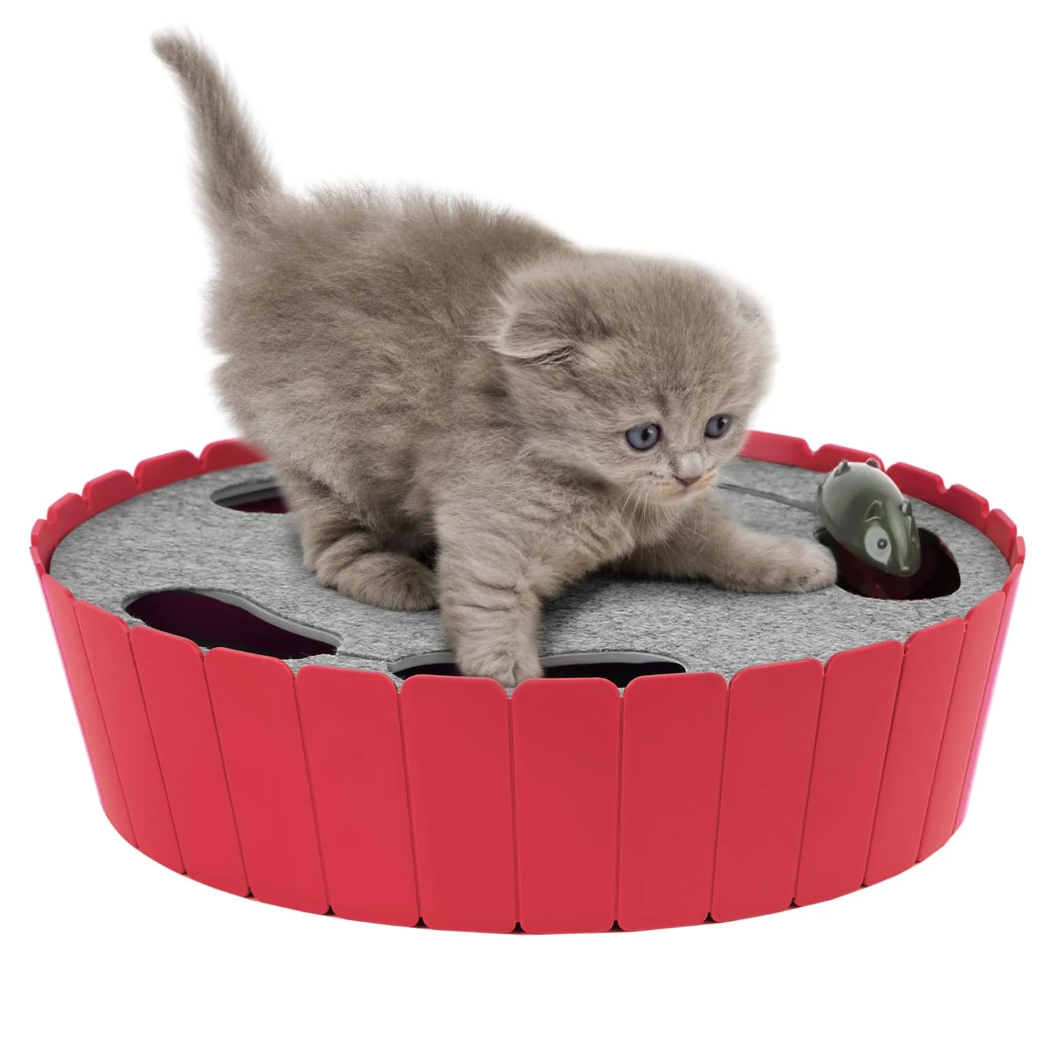 High-End Pawaboo Interactive Cat Toy with Running Mouse – Automatic Teaser for Indoor Cats Red Convenient
