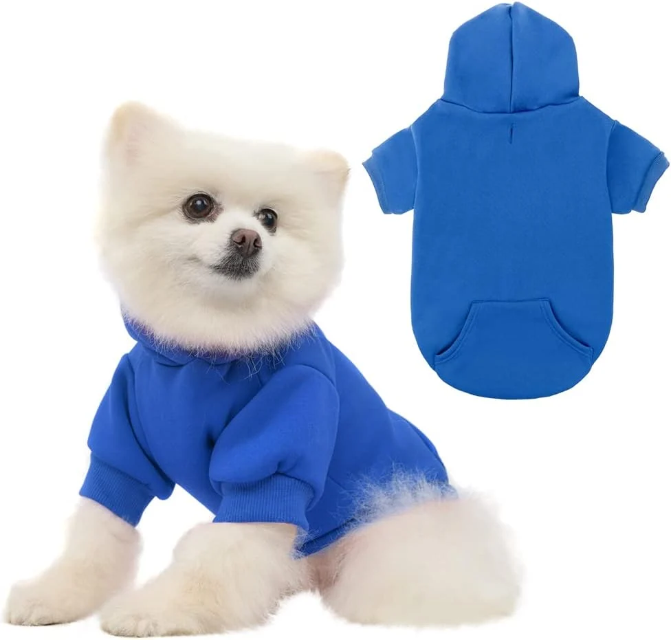 High-Performance KOOLTAIL Basic Dog Hoodie - Soft and Warm Dog Hoodie Sweater with Leash Hole and Pocket Dog Winter Coat Cold Weather Clothes Sweatshirt for Small Medium Large Dogs Puppy Cat Boys Girls Blue M Expertly Made