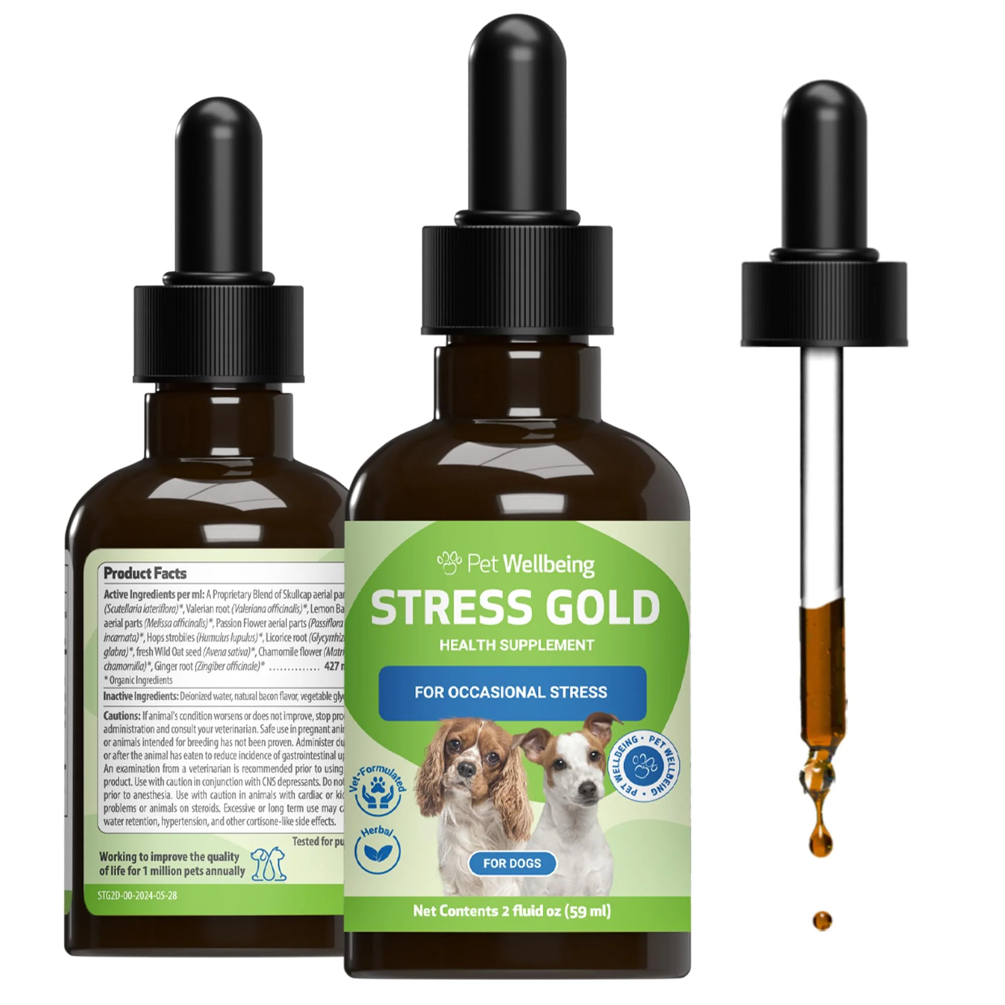 Contemporary Pet Wellbeing Stress Gold for Dogs – Fast-Acting Situational Stress Support 2 oz NASC Original