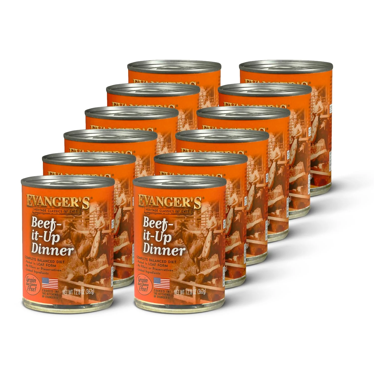 Long-Lasting Evanger's Heritage Classics Beef It Up Dinner for Cats – Grain- Limited-Ingredient Wet Cat Food 12 Count Breathable