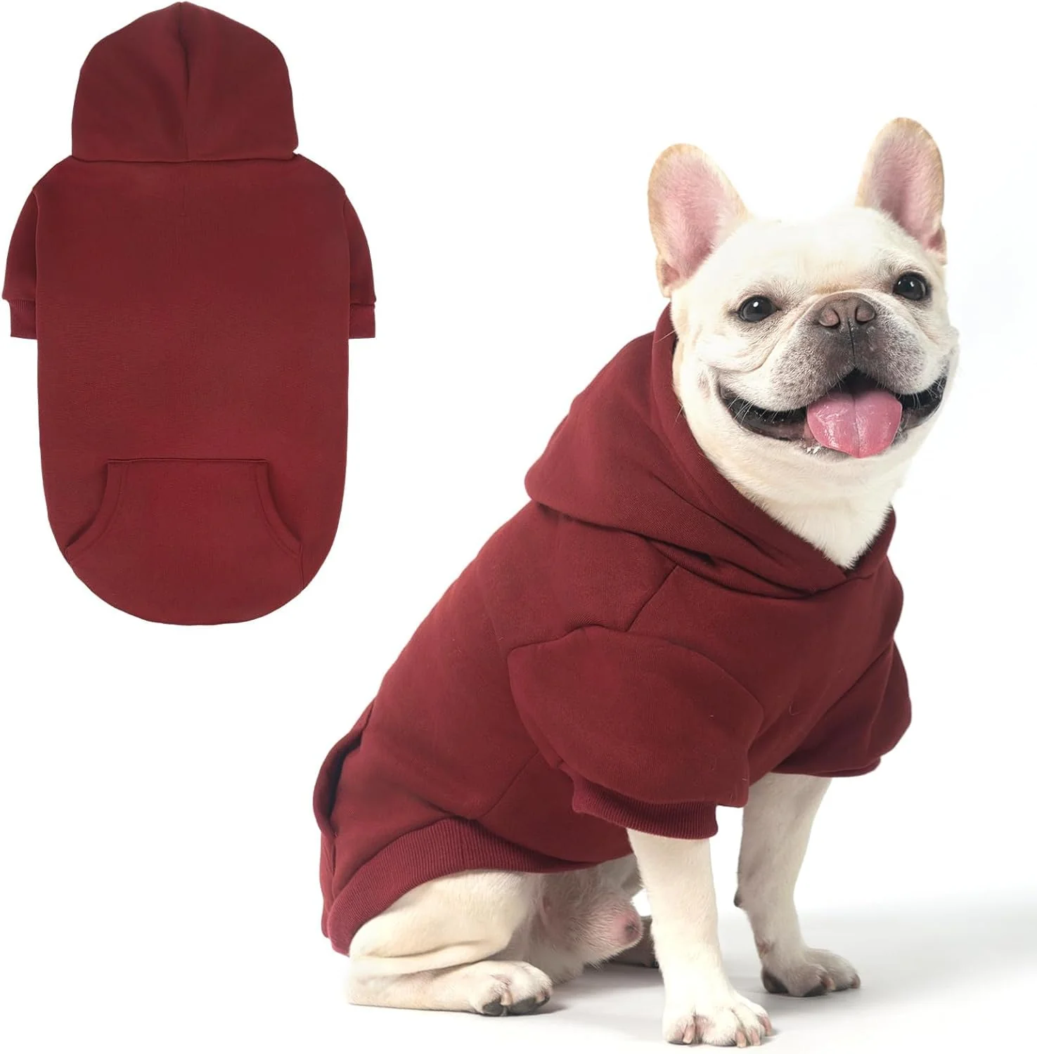 First-Class KOOLTAIL Soft and Warm Dog Hoodie Sweater with Leash Hole and Pocket Winter Coat for Small to Large Dogs Cat Puppy Boys Girls - Deep Red SM Carefully Designed