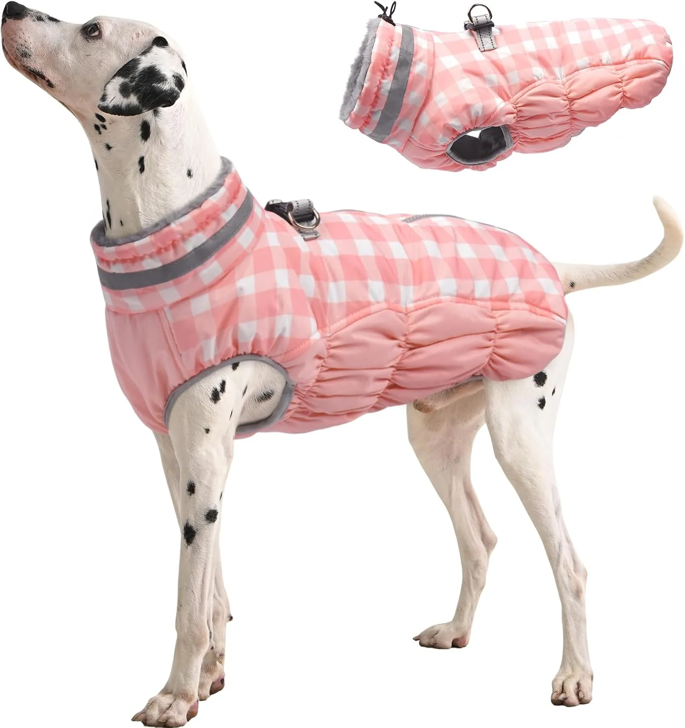 Contemporary FUAMEY Dog Coat for Large Dogs Waterproof Dog Winter Jacket with Harness Built in Puppy Cold Weather Coats Reflective Pet Vest with Zipper Warm Fleece Dogs Snowsuit Windproof Pink Plaid XL Original