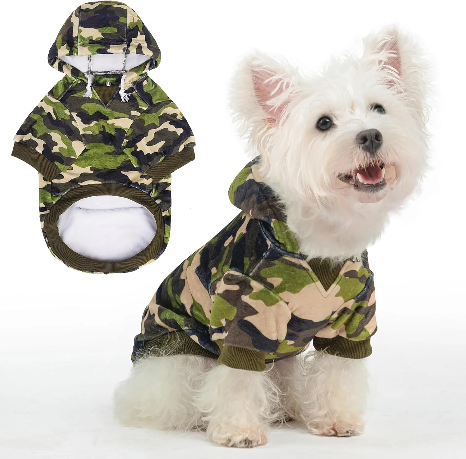 Effective BEAUTYZOO Dog Hoodie for Small Medium Dogs Puppy Soft Fleece Dog Sweater Cold Weather Coats with Pocket Pet Outfits Hooded Sweatshirt Chihuahua Cat Jacket Clothing Warm Camo French Bulldog Clothes Next-Generation