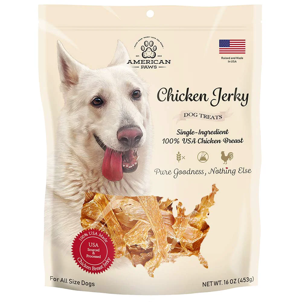Sophisticated American Paws Chicken Jerky Dog Treats - Made in USA All Natural 1 lb Crafted