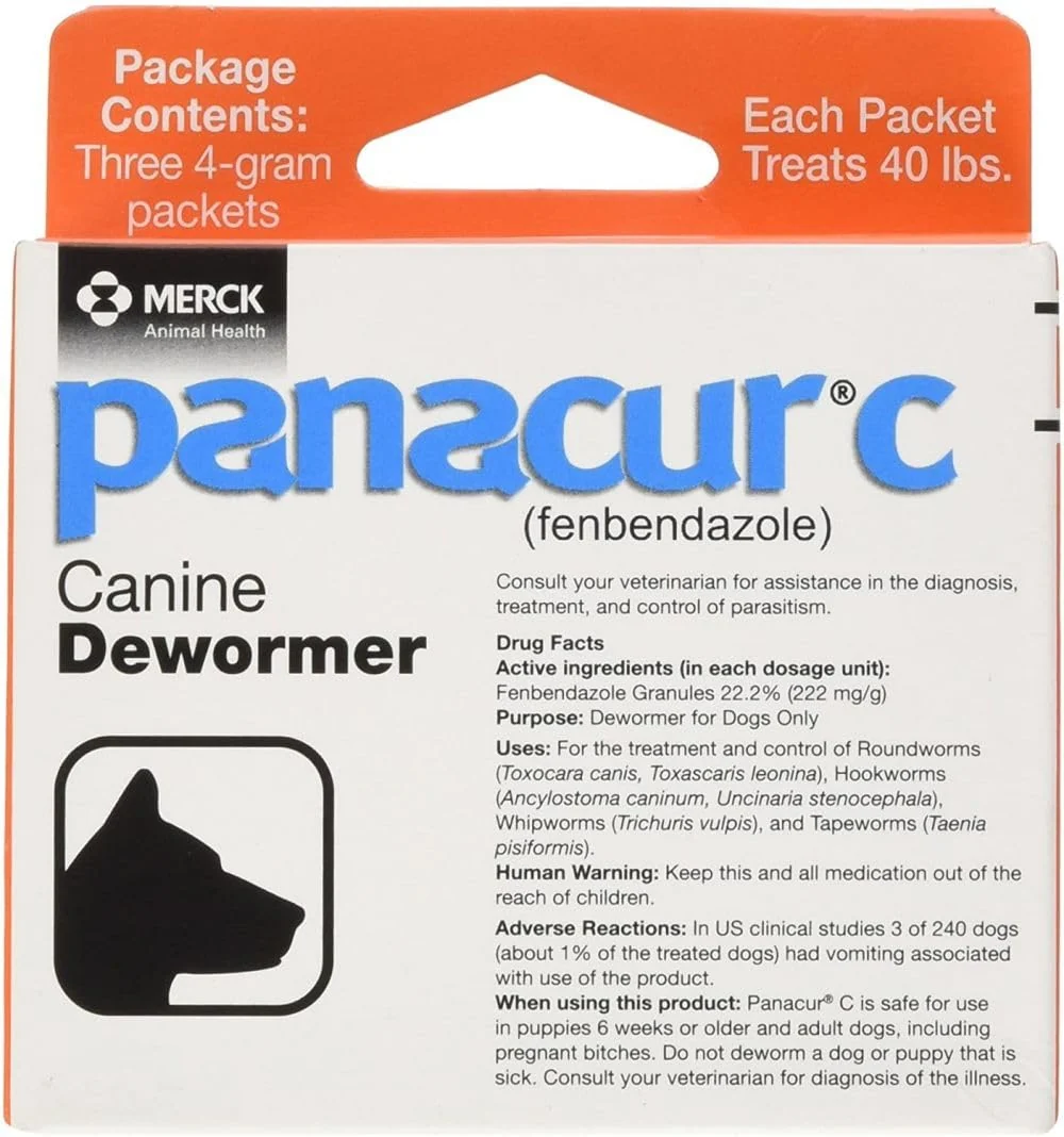 Flexible Panacur C Canine Dewormer — 3-Pack 4 g Packets for Dogs Up to 40 lb Lightweight