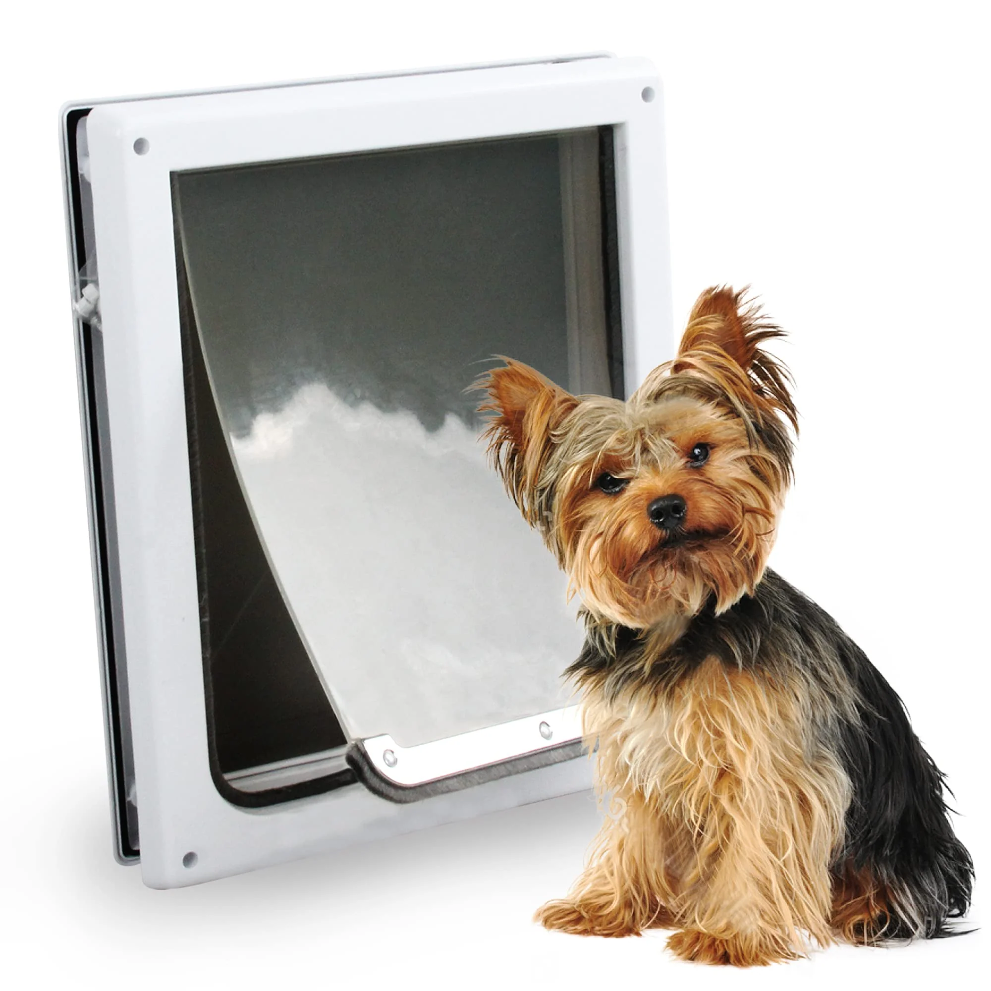 High-Performance PET MOMENT Pet Flap Door 2-Way Locking Wall Entry for Dogs Medium with Transparent Flap Safe