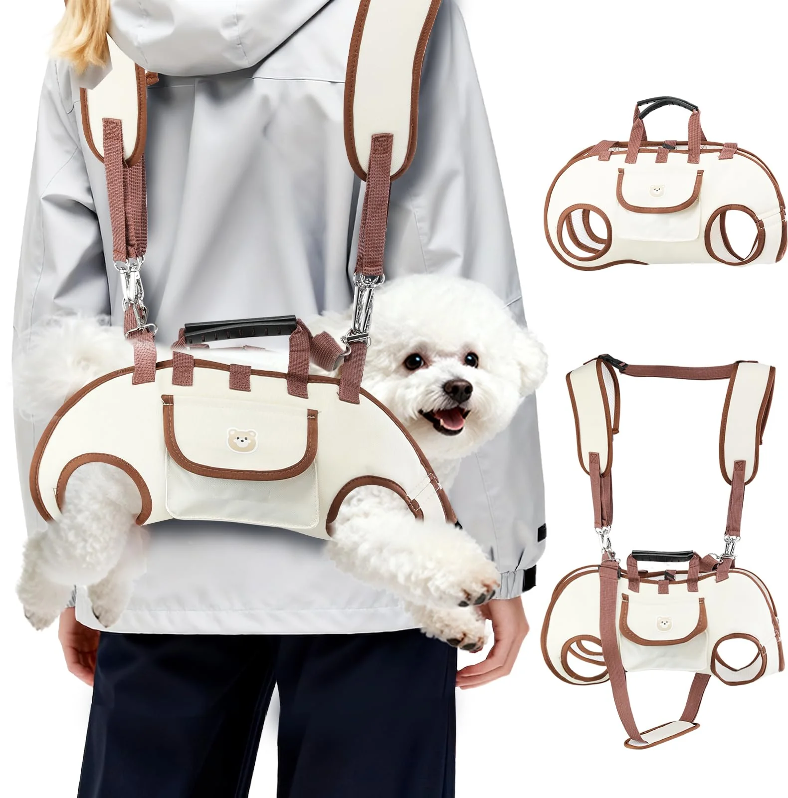 Quality Atiansen Hands Dog Backpack Carrier for Small Dogs 6-in-1 Carrier Pure