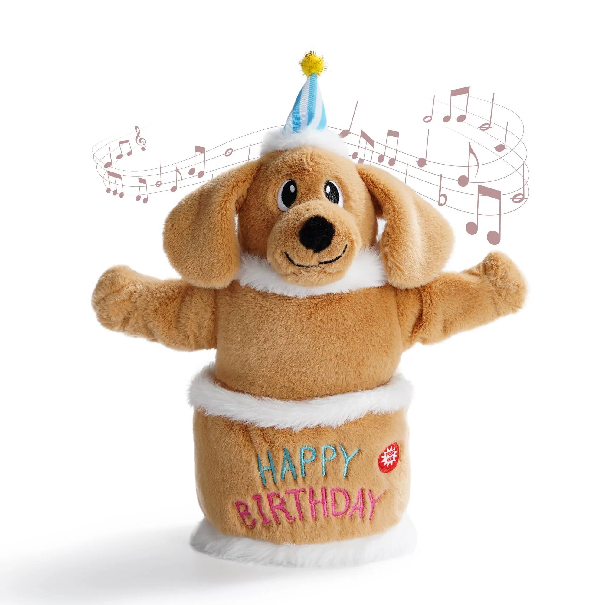 Excellent Fuzzwoof Birthday Cake Dog Toy – Interactive Singing Dancing Plush for Dogs Functional