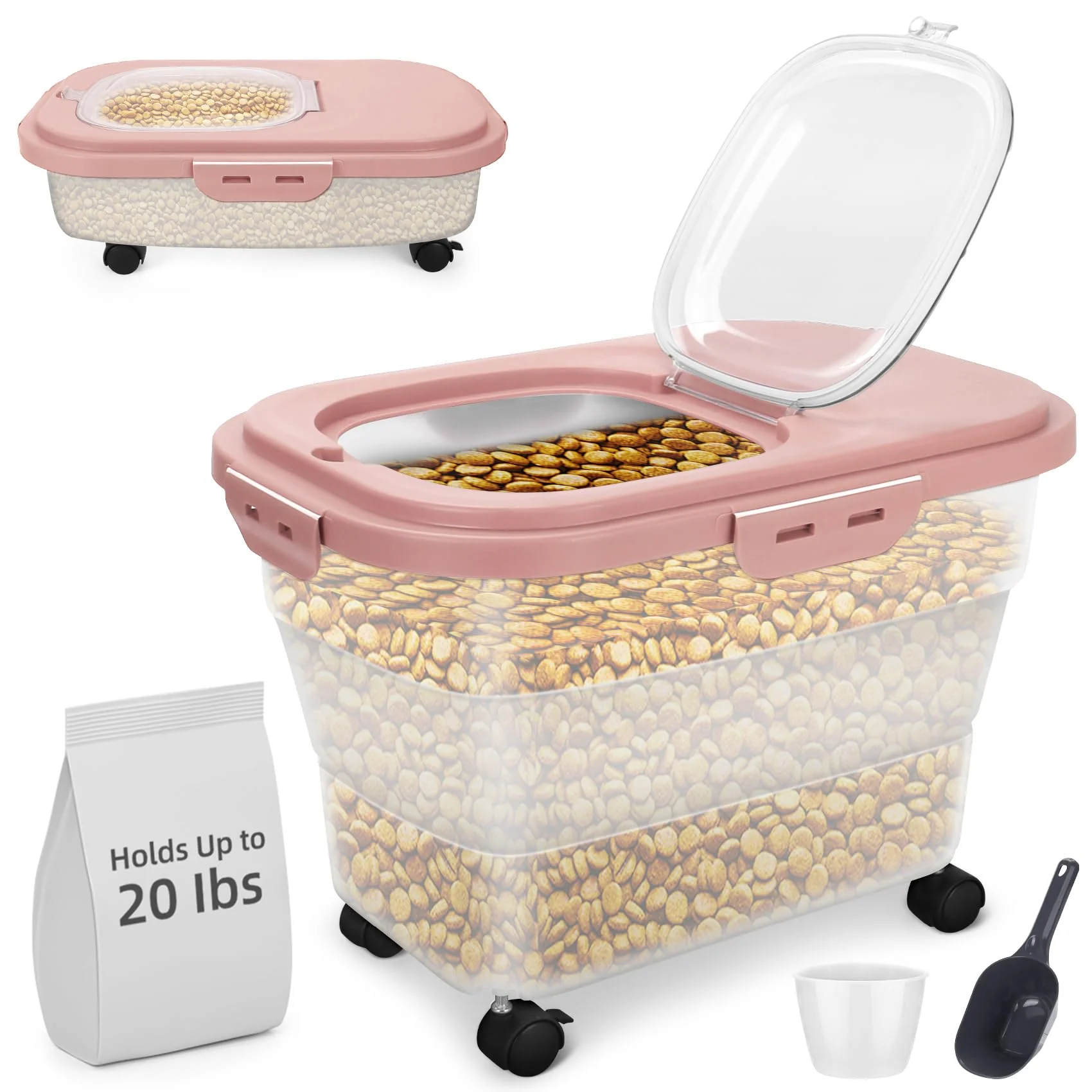 First-Class YECERCAN Airtight Pet Food Container – Collapsible 17-20 lb Dog Food Storage with Castors High-Grade