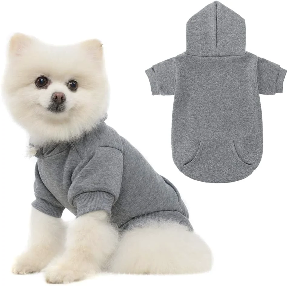 Elite KOOLTAIL Basic Dog Hoodie - Soft and Warm Dog Hoodie Sweater with Leash Hole and Pocket Dog Winter Coat Cold Weather Clothes Sweatshirt for Small Medium Large Dogs Puppy Cat Boys Girls Grey S Classic