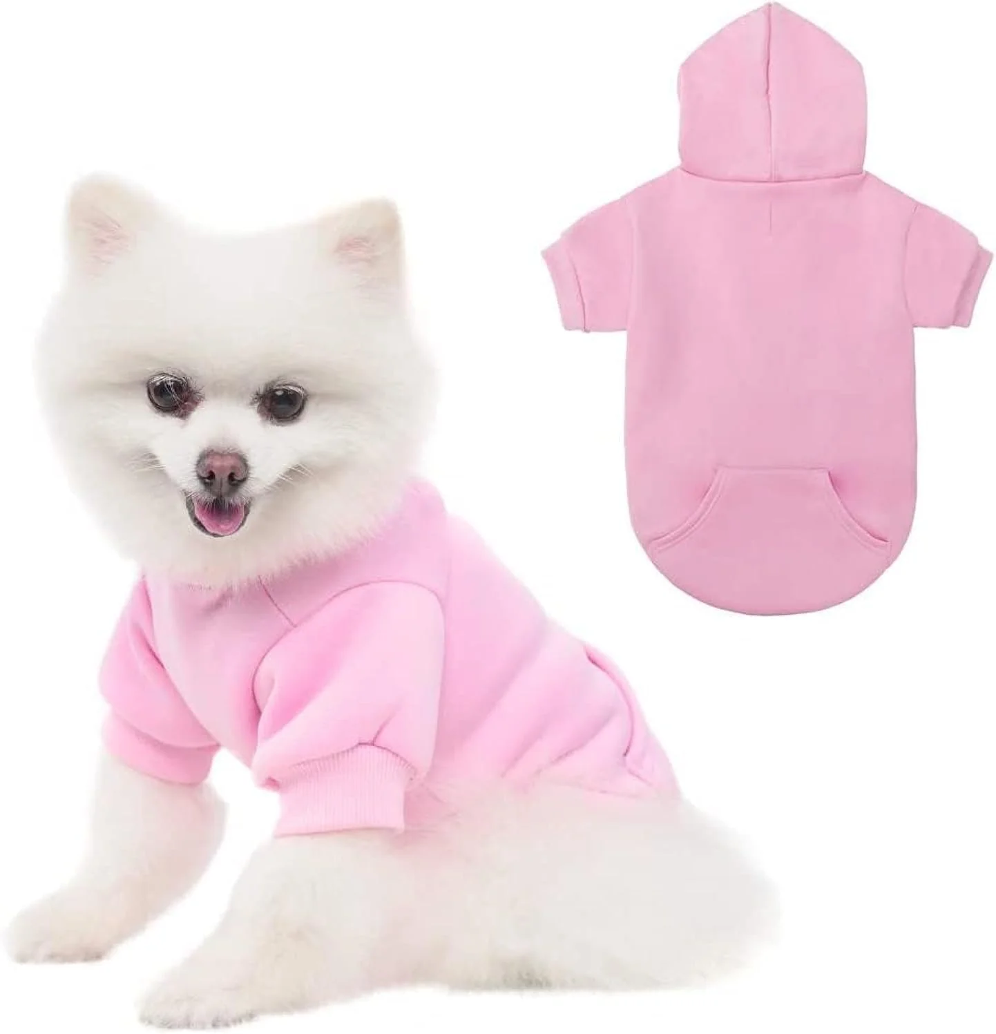 High-End KOOLTAIL Basic Dog Hoodie - Soft and Warm Dog Hoodie Sweater with Leash Hole and Pocket Dog Winter Coat Cold Weather Clothes Sweatshirt for Small Medium Large Dogs Puppy Cat Boys Girls Pink SM Enhanced
