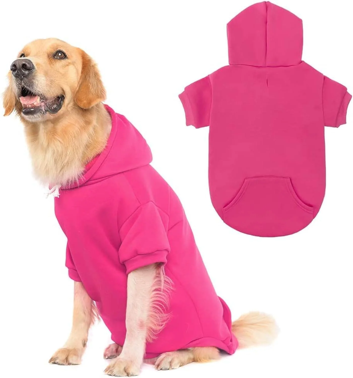 Consistent KOOLTAIL Basic Dog Hoodie - Soft Warm Dog Hoodie Sweater with Leash Hole and Pocket Dog Winter Coat Cold Weather Clothes Sweatshirt for Small Medium Large Dogs Puppy Cat Boys Girls Deep Pink L Exclusive