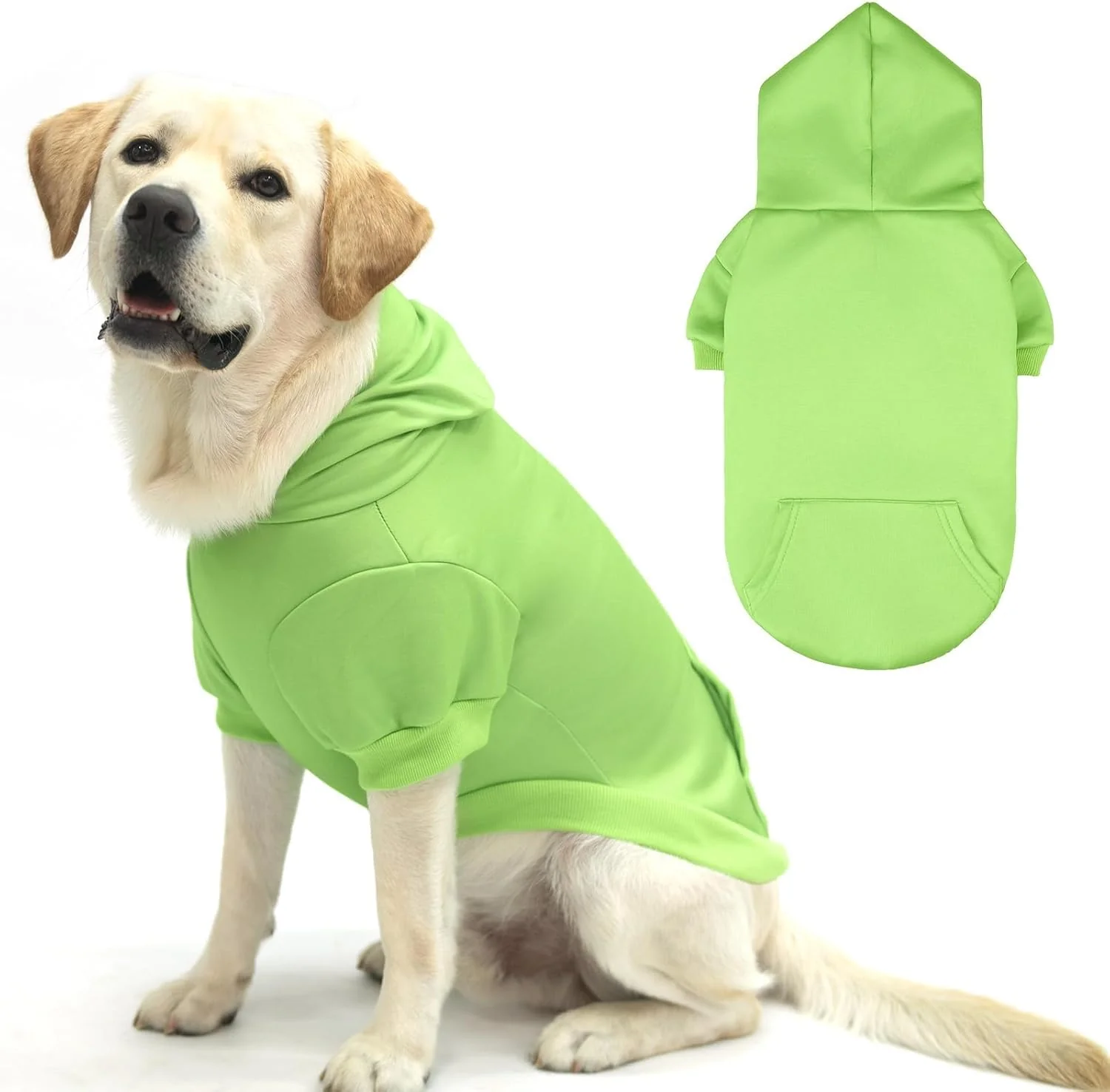 Refined KOOLTAIL Basic Dog Hoodie - Soft Warm Dog Hoodie Sweater with Leash Hole and Pocket Dog Winter Coat Cold Weather Clothes Sweatshirt for Small Medium Large Dogs Puppy Cat Boys Girls Green L High-Quality