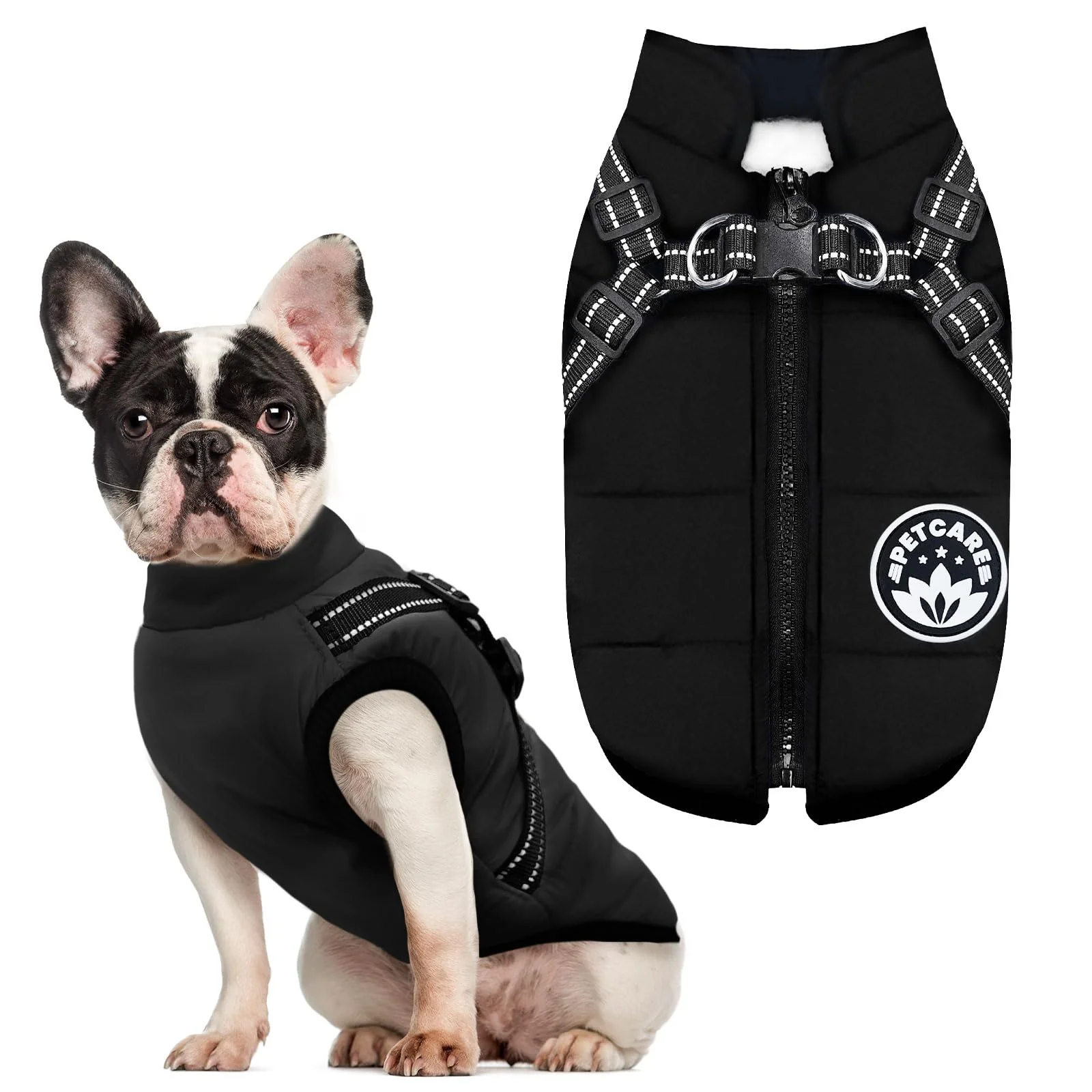 Excellent PETCARE Winter Dog Coat with Harness Built-In — Waterproof Reflective Snow Jacket for Dogs Cats Pure