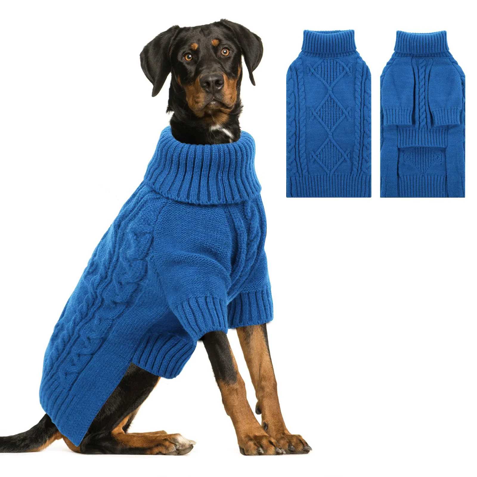 Functional ASENKU Knitted Dog Sweater Big Thermal Turtleneck for Large Medium Dogs Casual