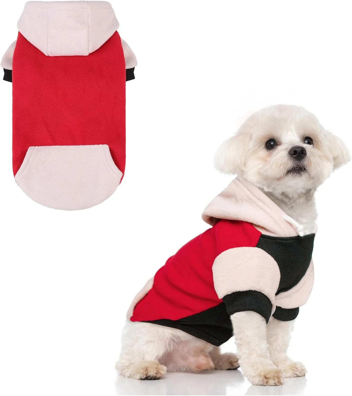 Outstanding BEAUTYZOO Fleece Dog Hoodie Sweatershirt with Pocket and Leash Hole Stretchy Small Medium Large Sized Dogs Clothes for Fall Winter Cold Days Color Designer Warm Dog Jackets French Bulldog Coats Powerful