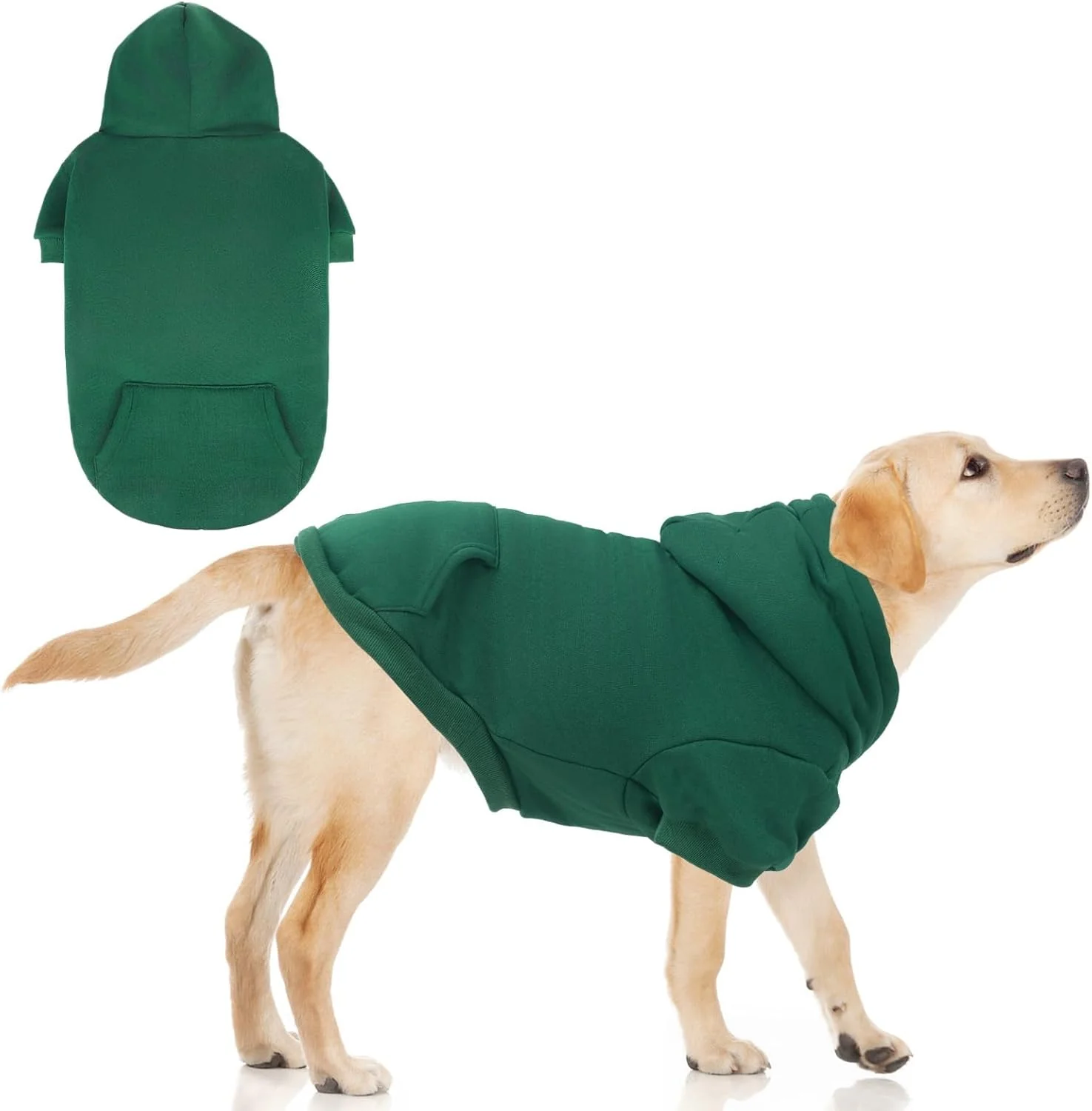 Genuine KOOLTAIL Basic Dog Hoodie - Soft Warm Dog Hoodie Sweater with Leash Hole and Pocket Dog Winter Coat Cold Weather Clothes Sweatshirt for Small Medium Large Dogs Puppy Cat Boys Girls Green XL XXL Stylish