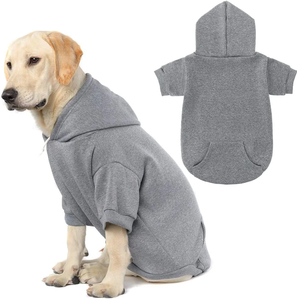 Traditional KOOLTAIL Basic Dog Hoodie - Soft and Warm Dog Hoodie Sweater with Leash Hole and Pocket Dog Winter Coat Cold Weather Clothes Sweatshirt for Small Medium Large Dogs Puppy Cat Boys Girls Grey XXL Eco-Friendly