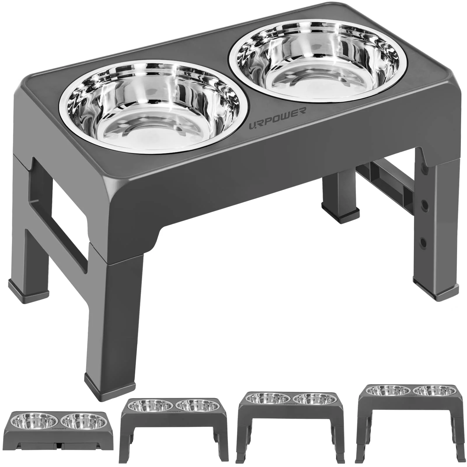 Healthy URPOWER d Dog Bowls — Adjustable Height Stand with 2 Stainless Steel Bowls First-Class