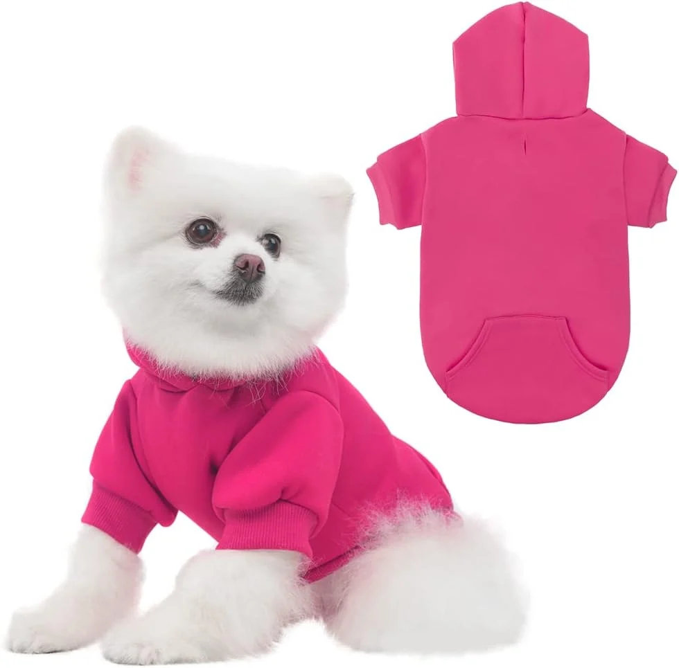 Prestigious KOOLTAIL Basic Dog Hoodie - Soft Warm Dog Hoodie Sweater with Leash Hole and Pocket Dog Winter Coat Cold Weather Clothes Sweatshirt for Small Medium Large Dogs Puppy Cat Boys Girls Deep Pink M Flexible