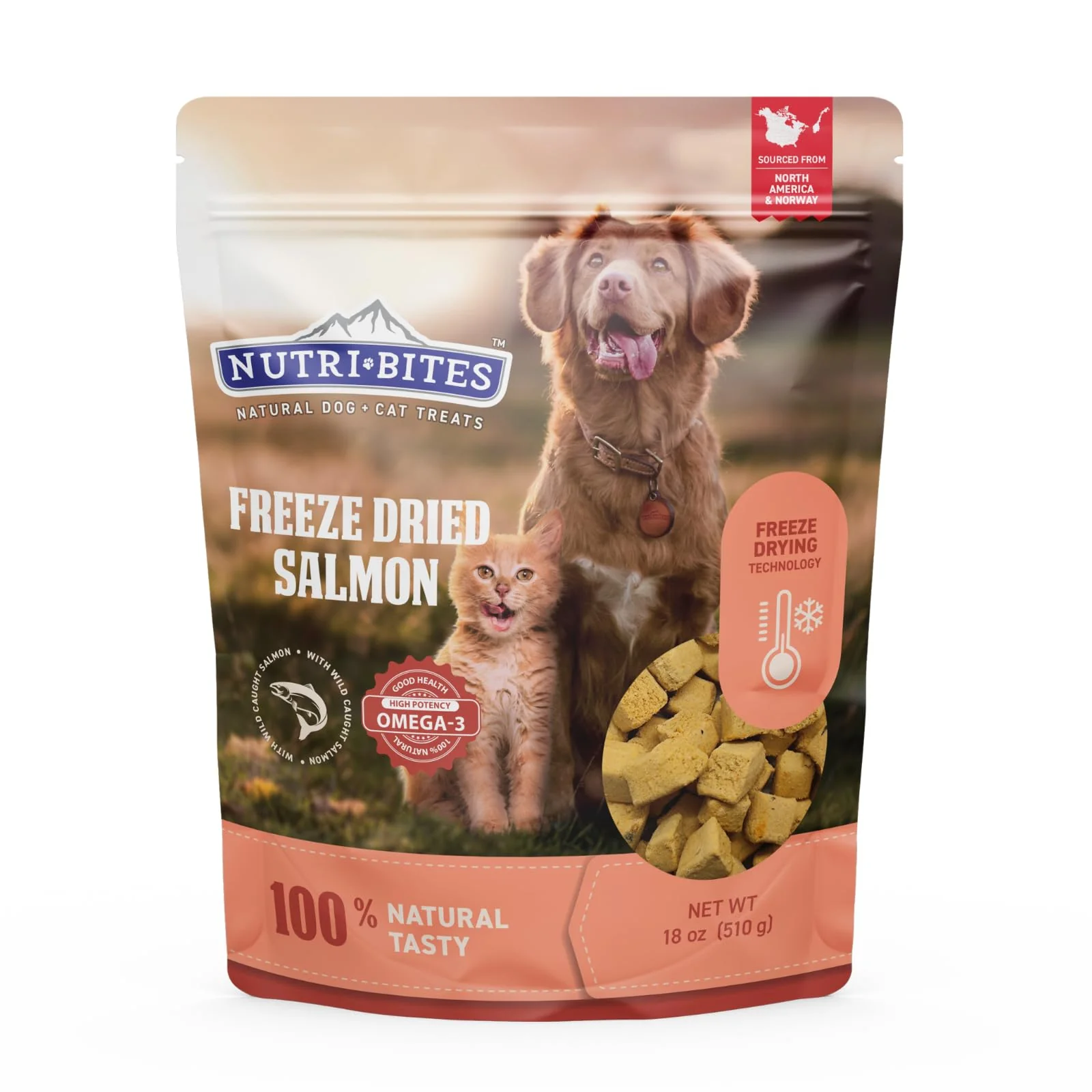 Solid Nutri Bites ze Dried Salmon Treats for Dogs Cats – 18oz Bulk Single-Protein Easy-to-Use