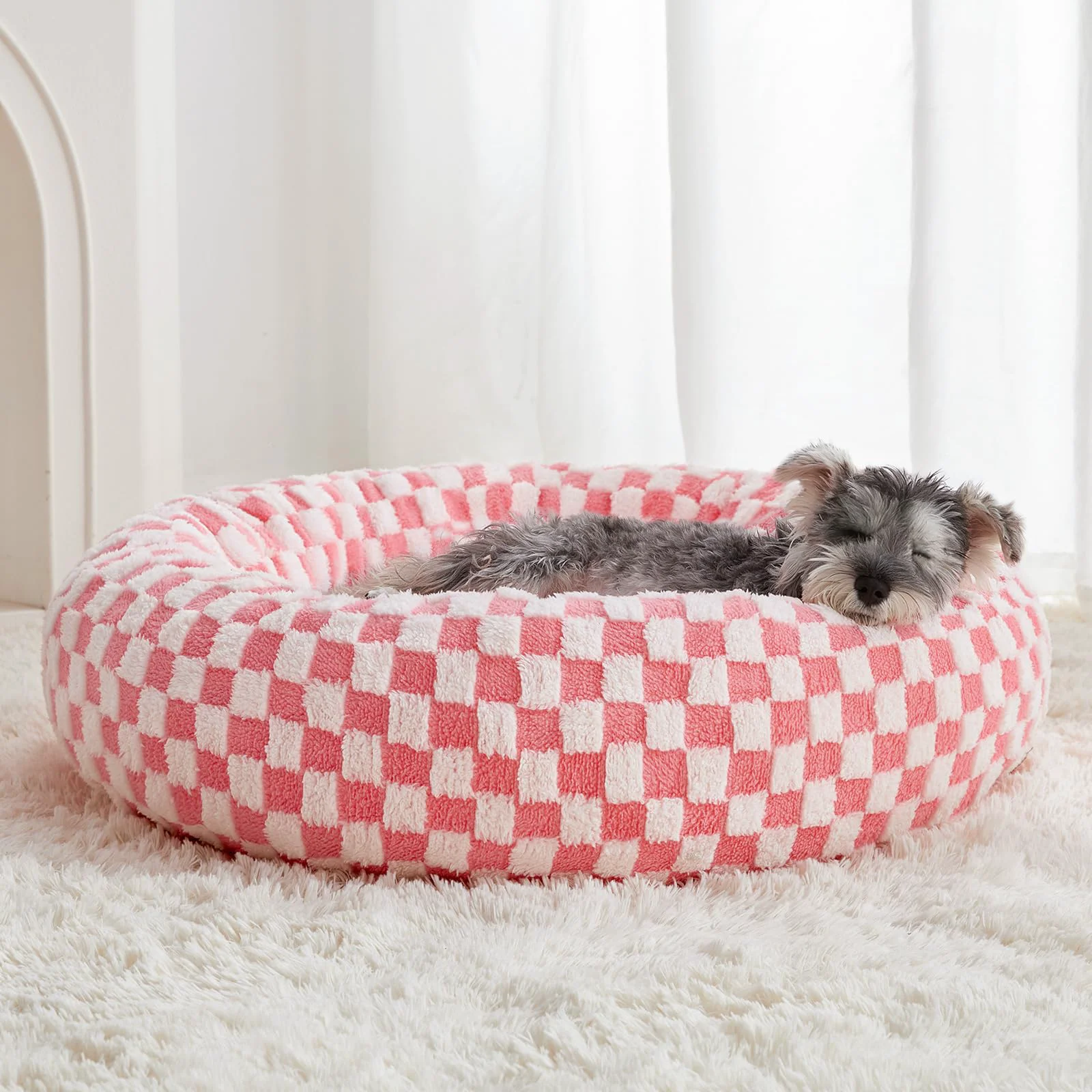 Flexible BFPETHOME Donut Dog Bed for Small Dogs – 20in Pink Non-Slip Machine Washable Efficient