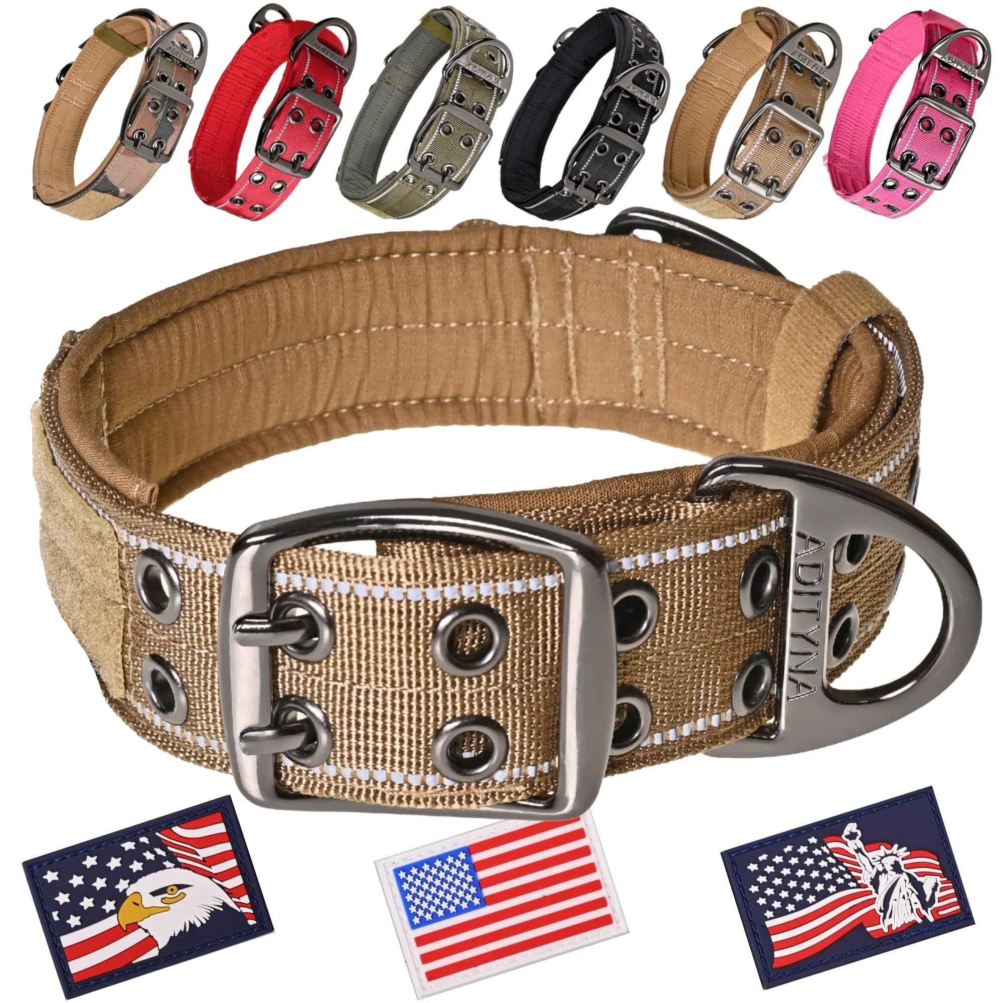 Classic ADITYNA Heavy Duty XL Dog Collar with Handle — Reflective 1.5in wide Neoprene Padding Expertly Made