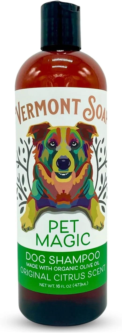 Outstanding Vermont SOAP Organics Pet Shampoo - Infused with Organic Natural Olive Oil Coconut Aloe Vera Dog Shampoo for Sensitive Skin - USDA Grooming Pet Shampoo - Citrus 16oz Healthy
