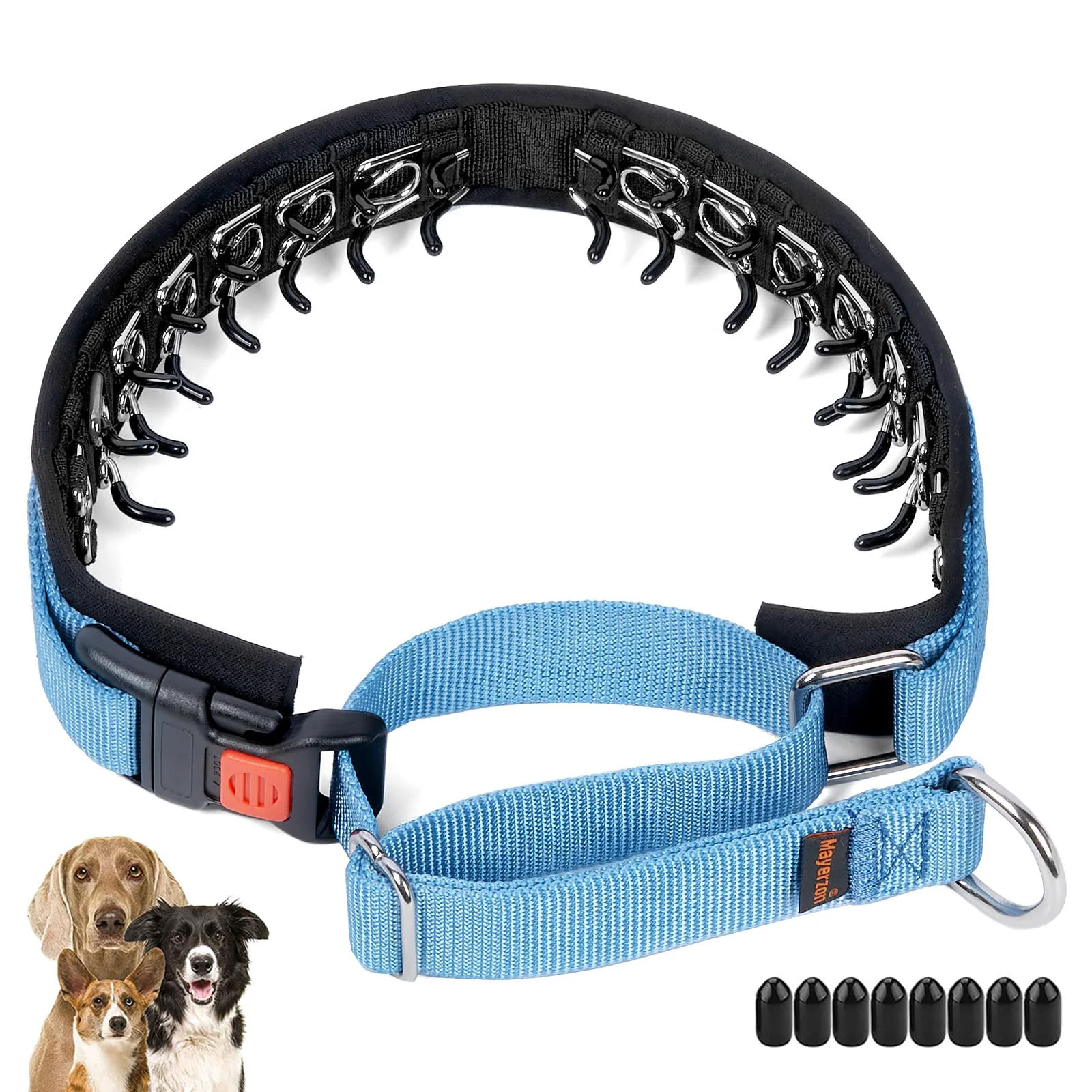 Optimized Mayerzon No Pull Collar — Patented Martingale for Small to Large Dogs Blue S Eco-Friendly