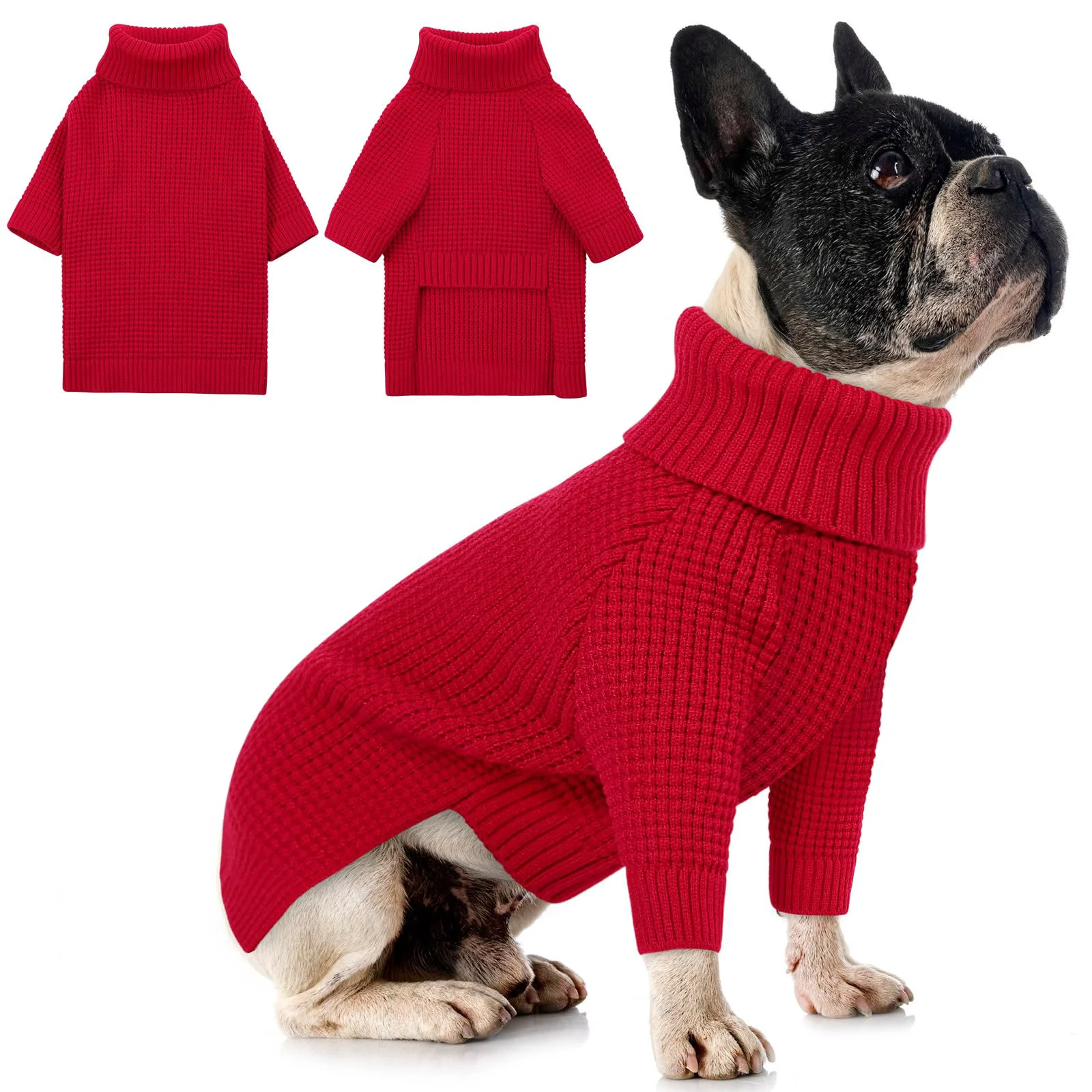 Organic Queenmore XXL Dog Sweater – Red Turtleneck Knit for Large Breeds 2XL Authentic