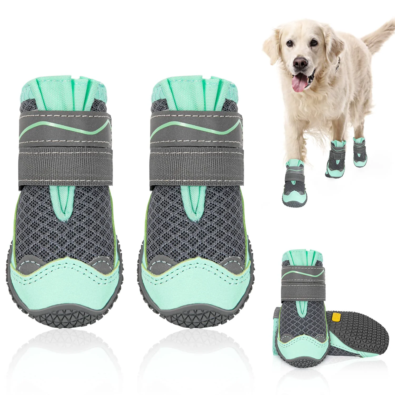 Prestigious SlowTon Green Dog Shoes for All Sizes – Breathable Anti-Slip Boots Size 6 Powerful