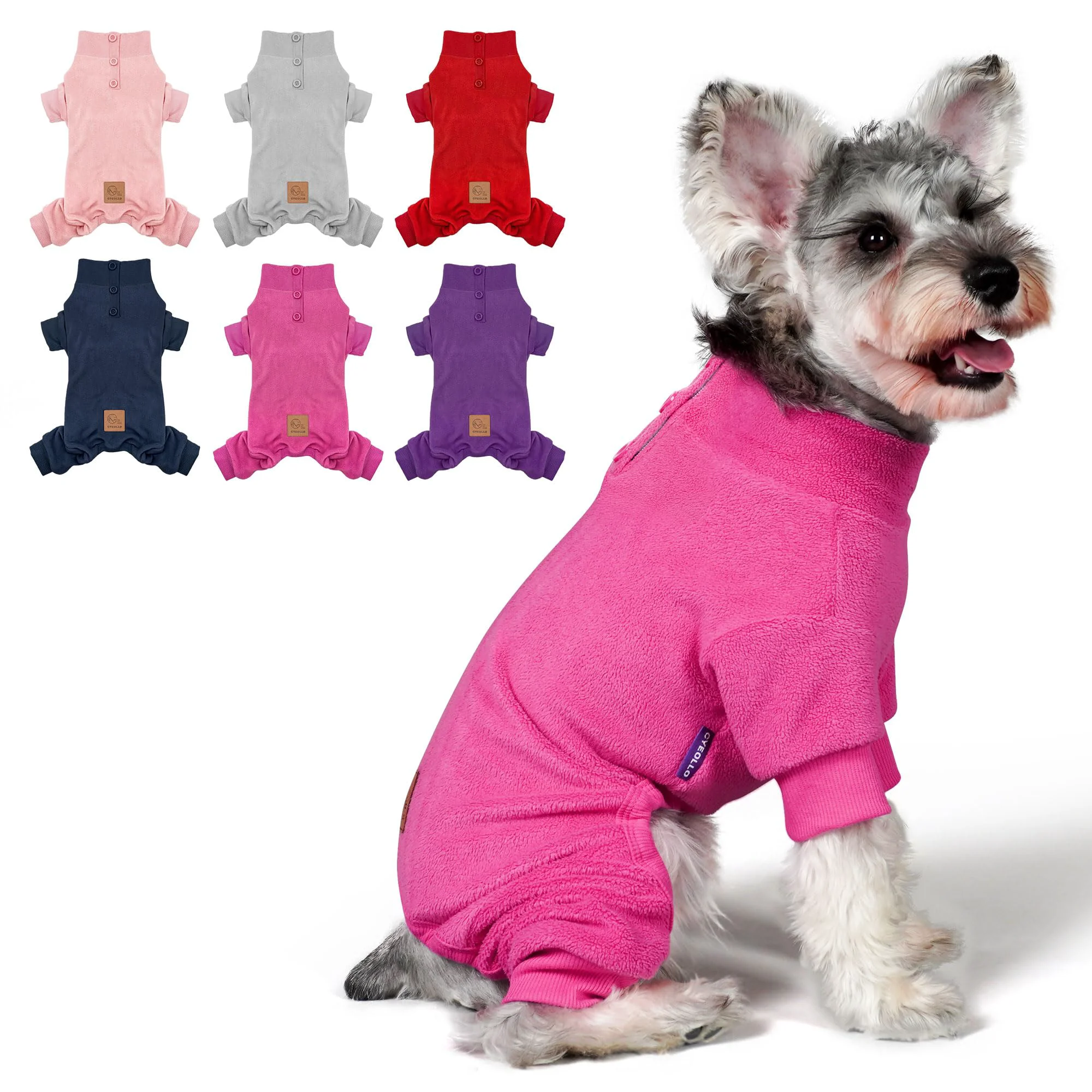 High-Quality cyeollo Dog Pajamas Fleece – Warm Thermal Onesie for Small Dogs Fuchsia Safe