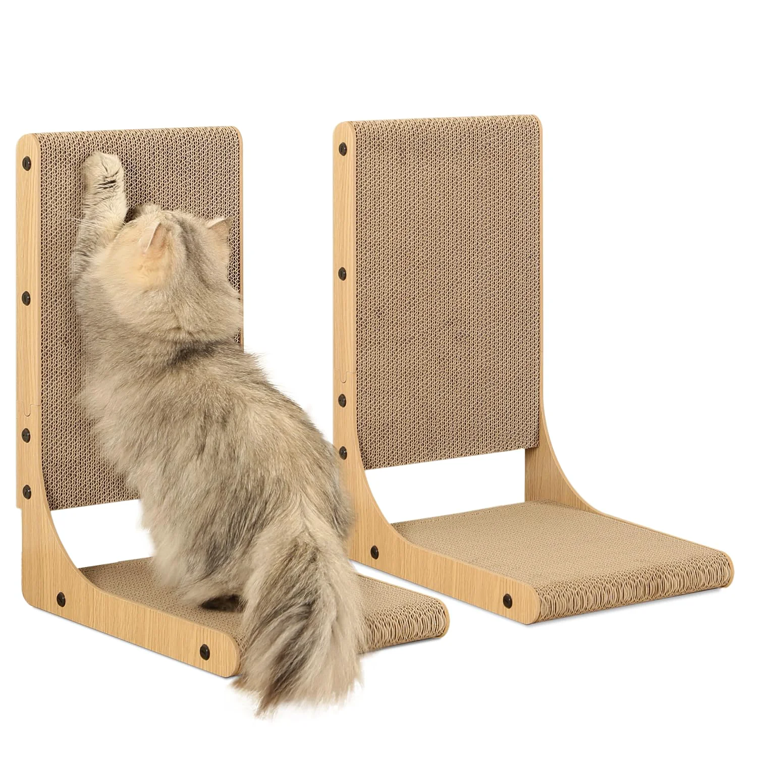 Fine Crafted Zakkart 2-Pack Cat Scratching Board – 19.7'' Tall L-Shape Cardboard Scratchers for Indoor Cats Secure