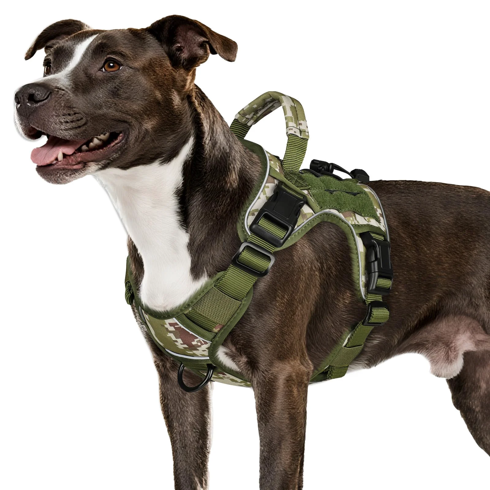 Trendy WINGOIN Tactical Dog Harness for Medium Dogs — No-Pull Handle Reflective Green Camo M High-Performance