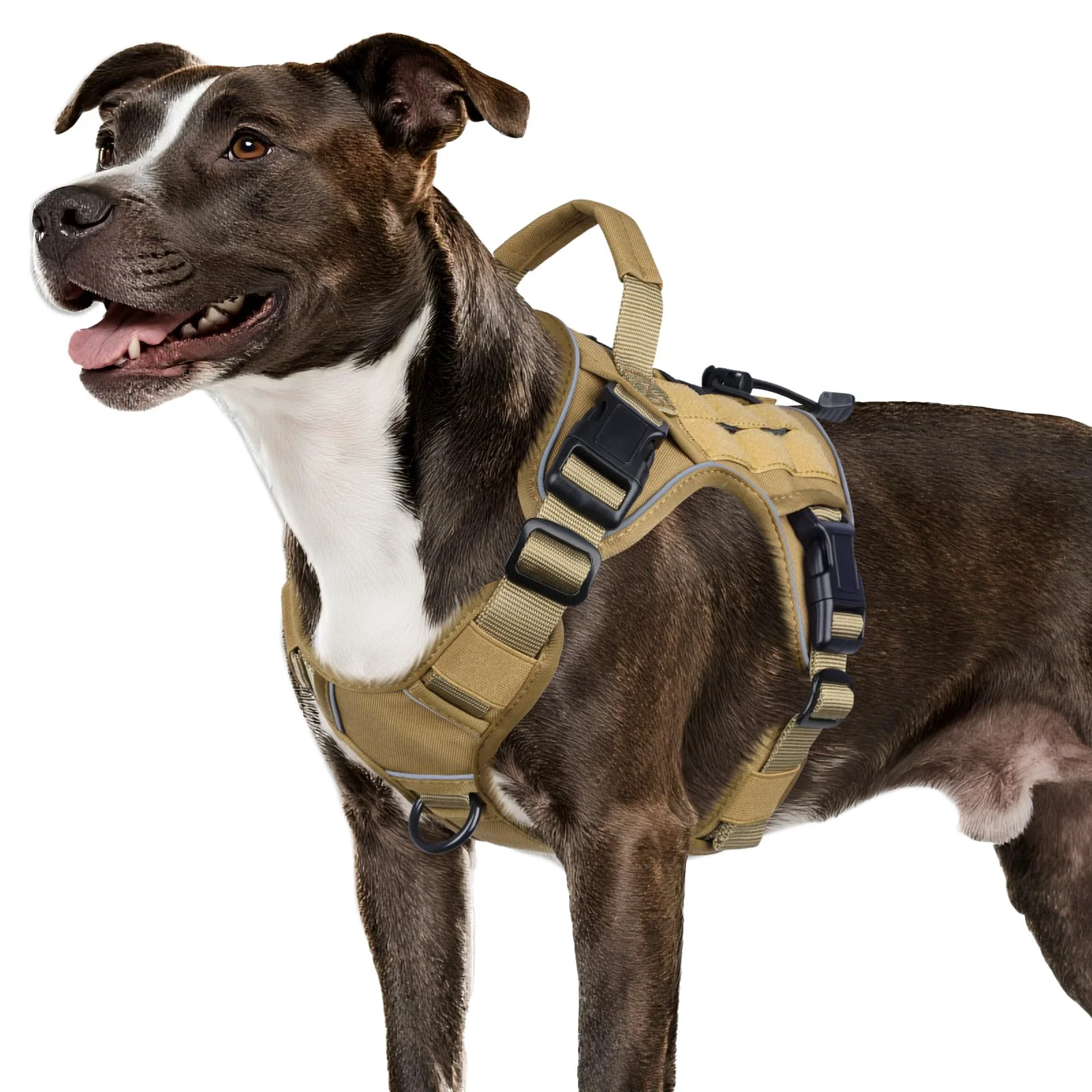 Quality WINGOIN Tactical Dog Harness for Medium Dogs – No-Pull Handle Reflective Khaki Artisan