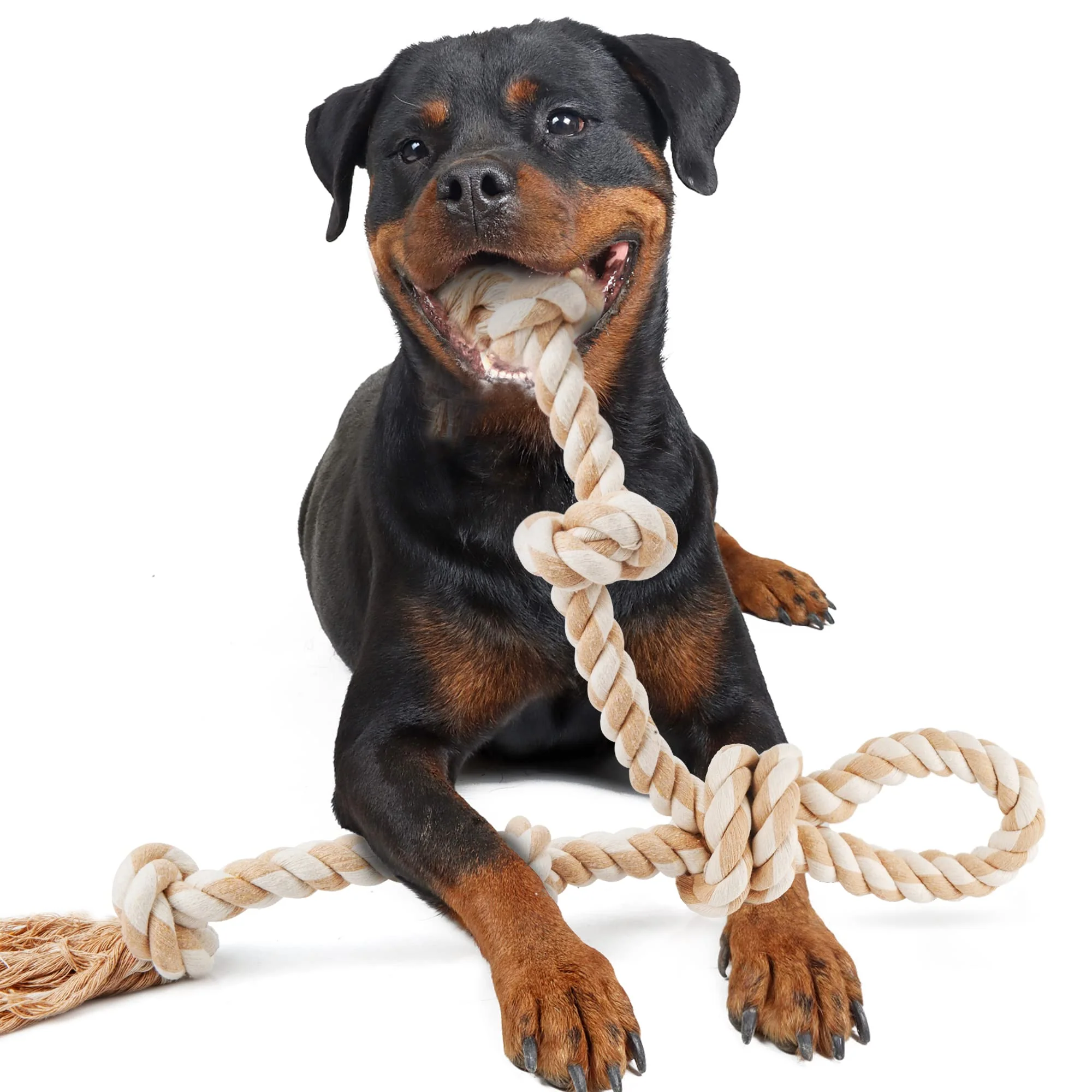Genuine Fida Dog Rope Toy for Aggressive Chewers — 29-inch Large Tug Toy with Undyed Natural Cotton Safe
