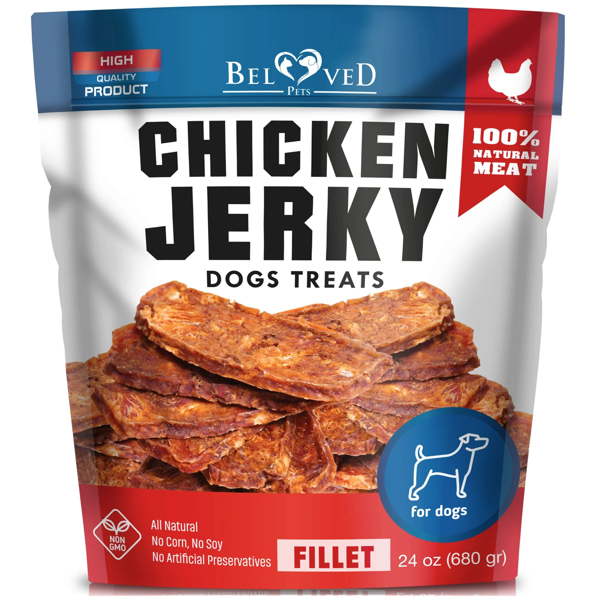 Effective Beloved Pets Chicken Jerky Dog Treats – Human-Grade High Protein USA Made 24 oz Expertly Made