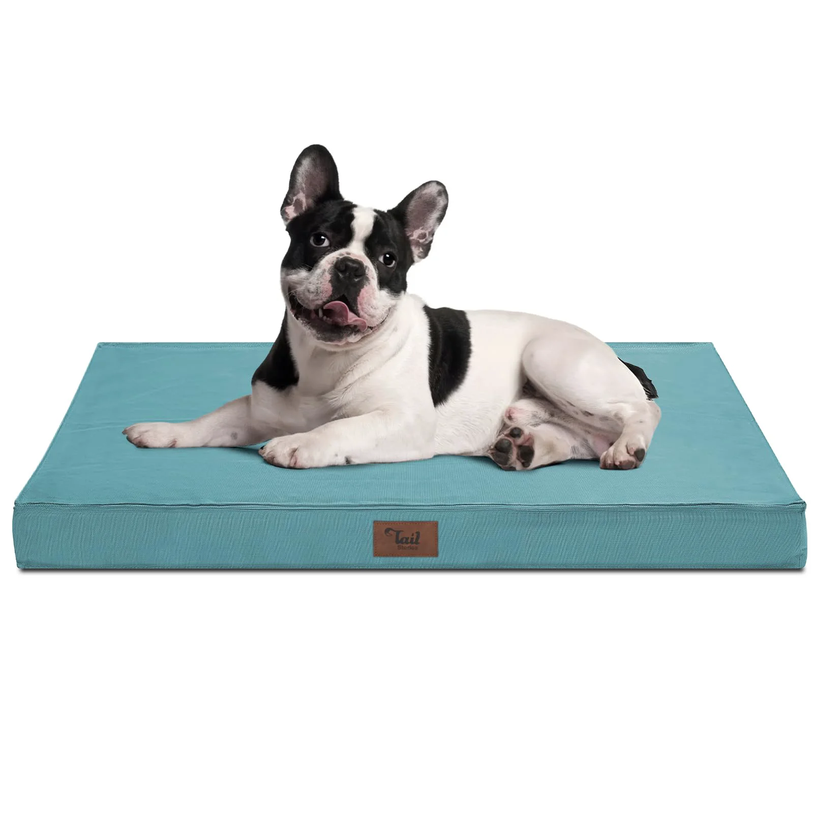 Sustainable Tail Stories Outdoor Orthopedic Dog Bed for Medium Dogs Cats — 30x20 in Waterproof Washable Light Blue Prestigious