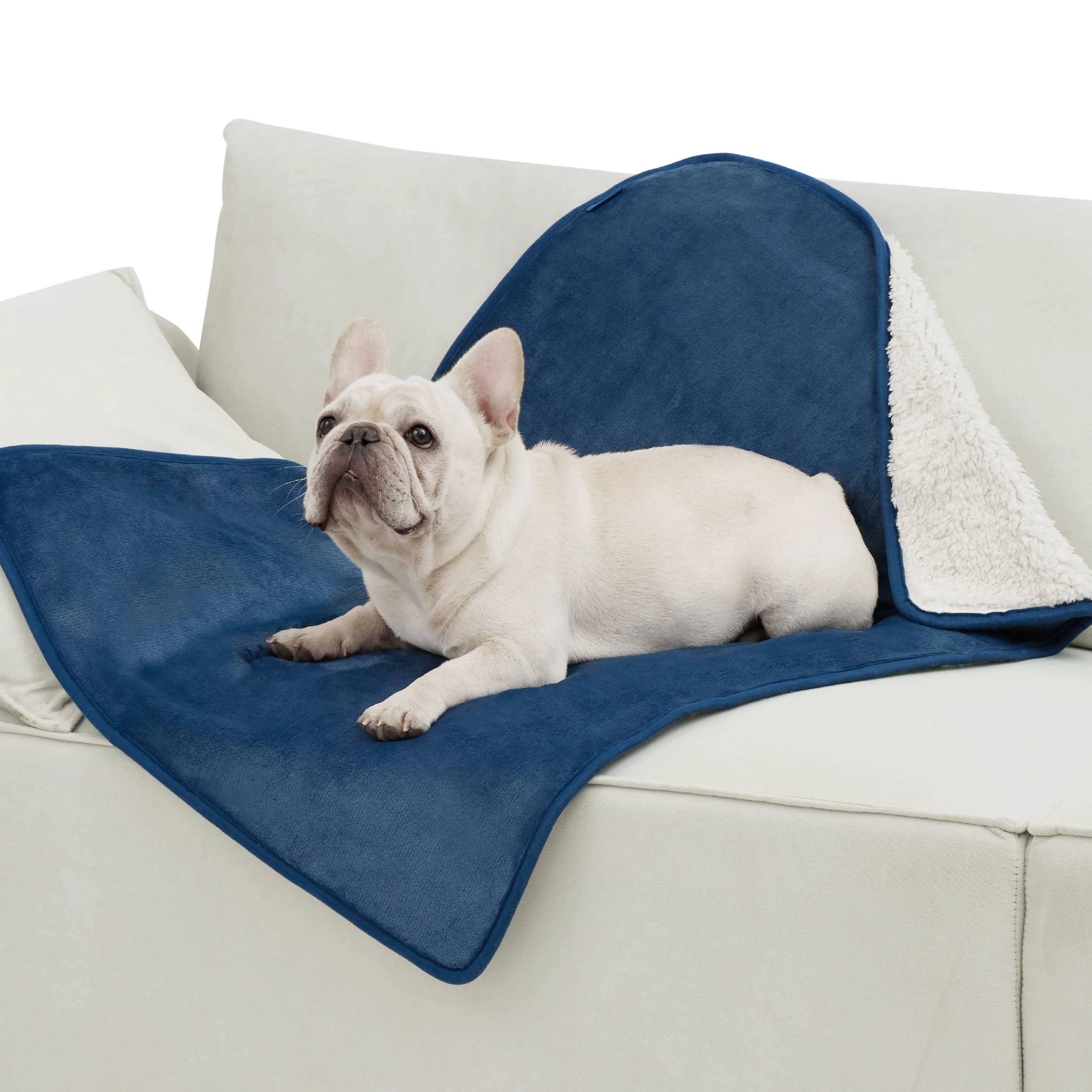 Eco-Friendly Bedsure Cat Blanket for Indoor Cats — Waterproof Reversible Sherpa Fleece Throw 40x30 Blue Reusable
