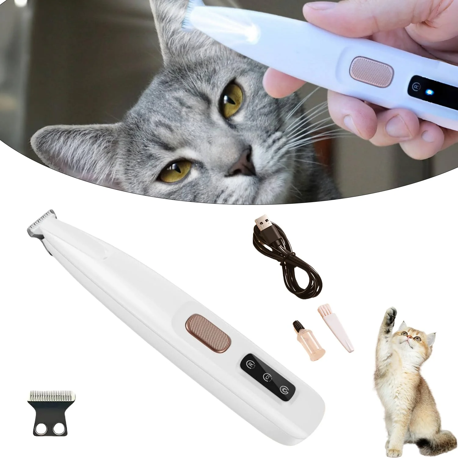 Professional Belvedir Cat Grooming Trimmer — Cordless Low-Noise Pet Shaver for Cats Small Dogs Practical